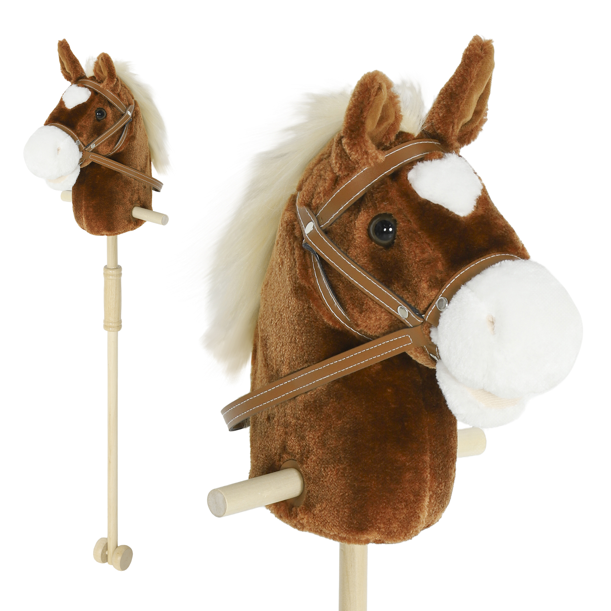 Stick Horse With Wood Wheels,Real Pony Neighing And Galloping Sounds,Grip — image 4