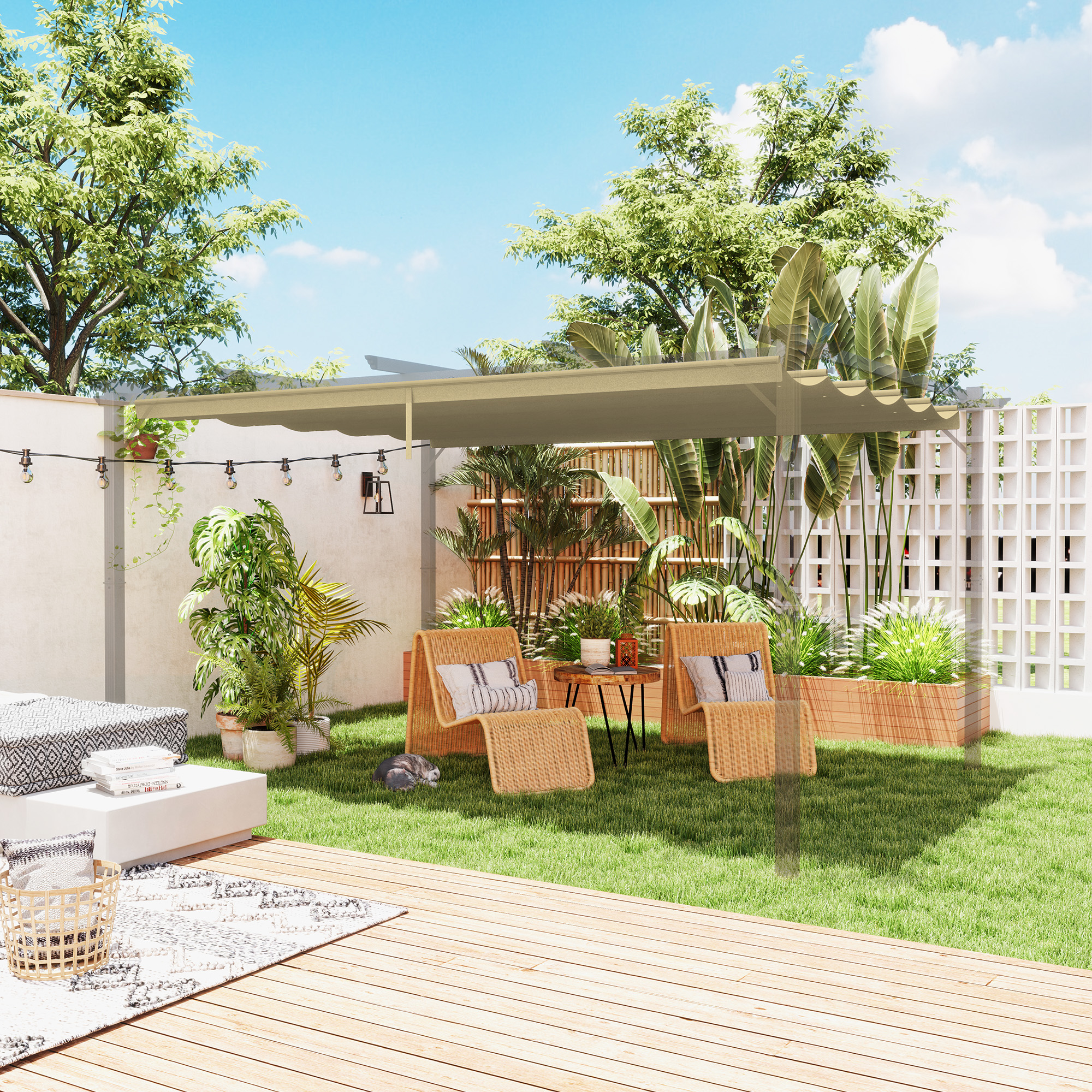 Retractable Pergola Cover,2.55 X 2.5 M Replacement Canopy Fabric For 3 X 3 M — image 5