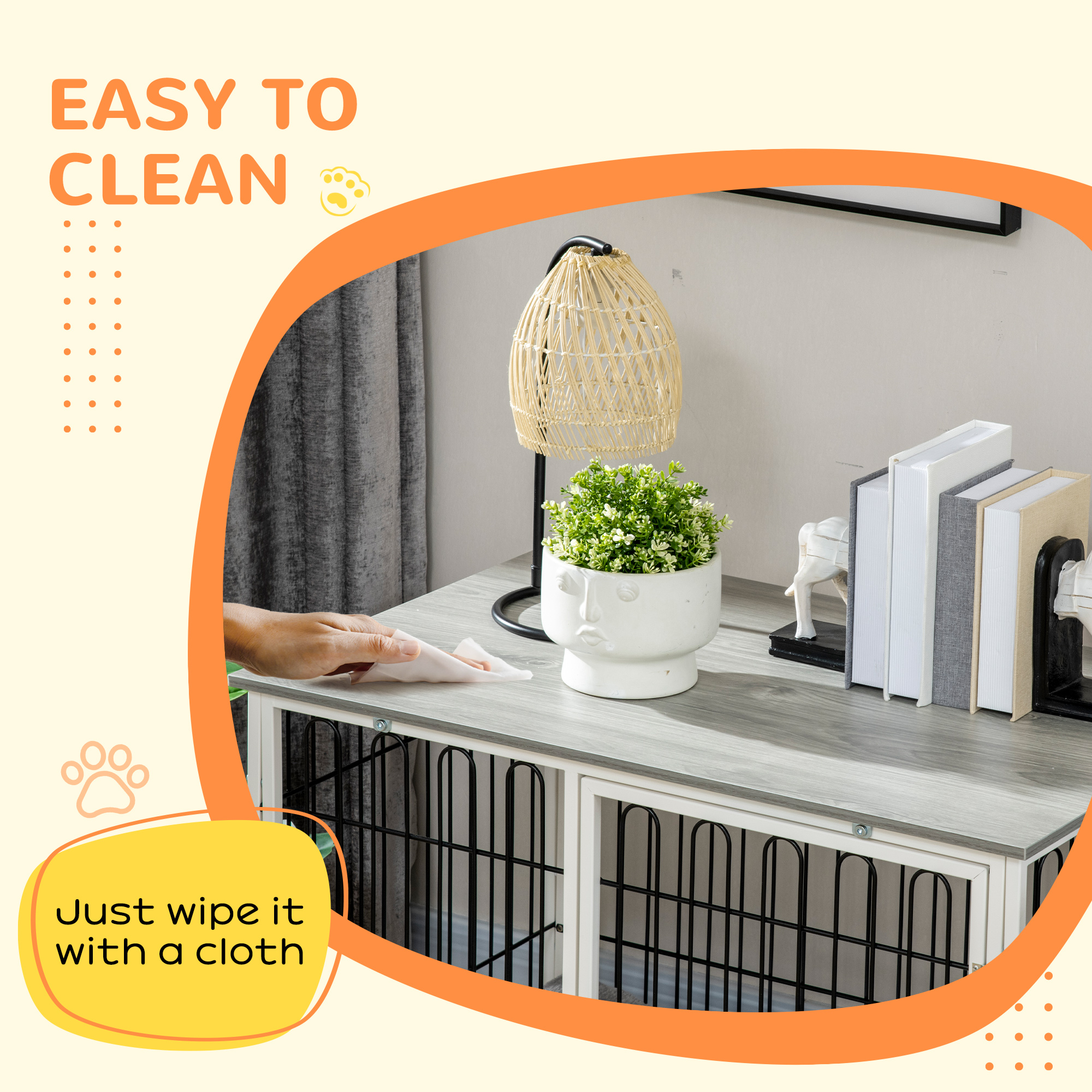 Indoor Dog Crate Furniture,Side End Table,with Soft Washable Cushion,Lockable Doors,for Small And Medium Dogs detail photo 2