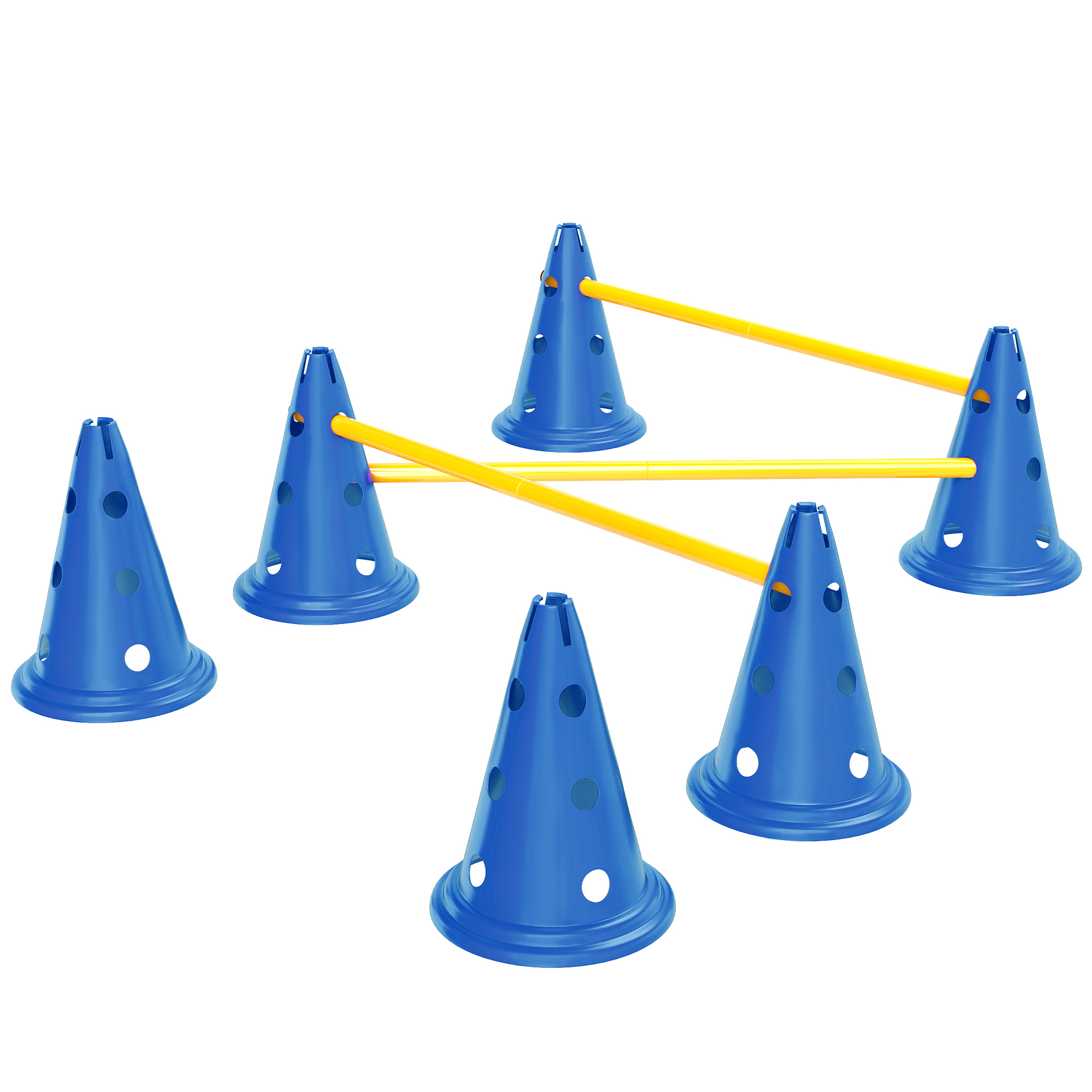 Dog Agility Equipment Set Of Six Cones,Six Poles With Carry Bag,Three-Piece Adjustable Height Jumping Obstacles,Blue detail photo 11