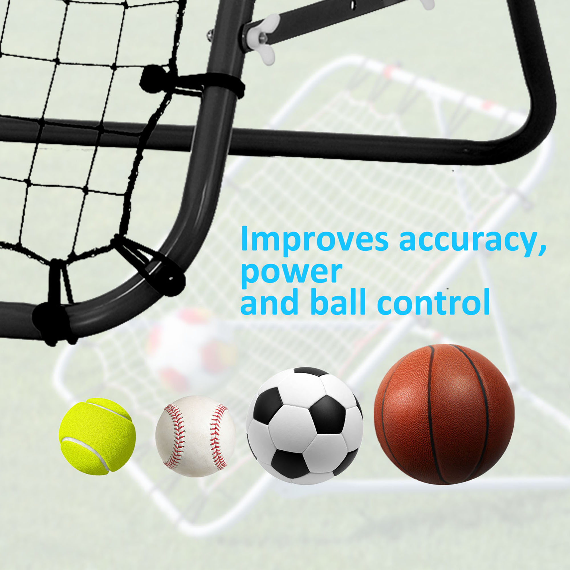 Adjustable Rebounder Net Kickback Target Goal For Teens Adults Training,Black — image 2