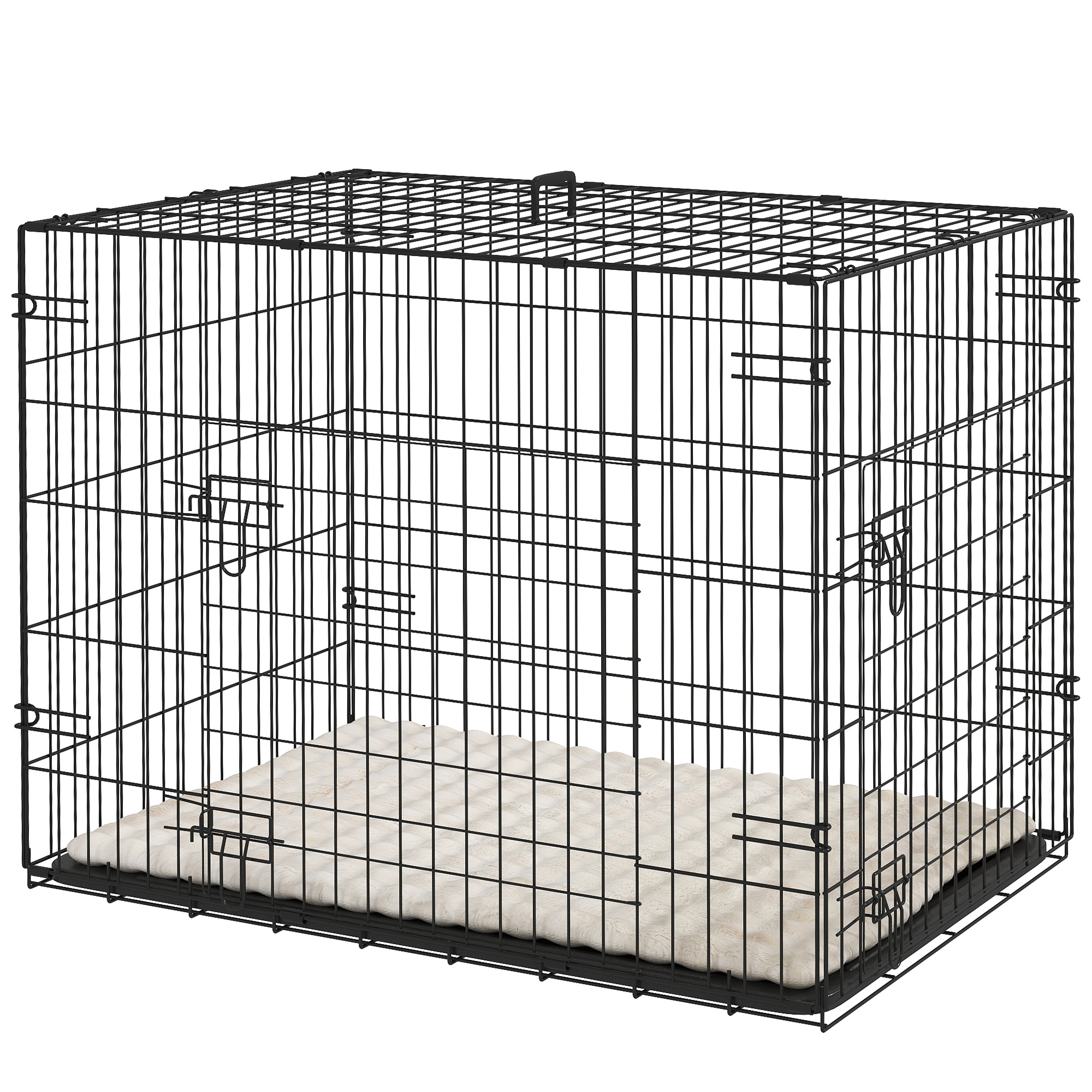 Foldable Dog Crate With 2 Doors With Tray,Soft Cushion,for Small Dogs,75 X 49 X 53 Cm,Black detail photo 11