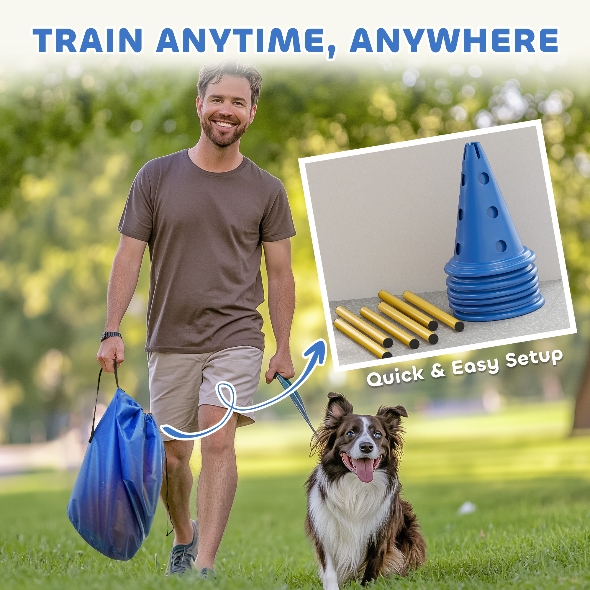 Dog Agility Equipment Set Of Six Cones,Six Poles With Carry Bag,Three-Piece — image 4