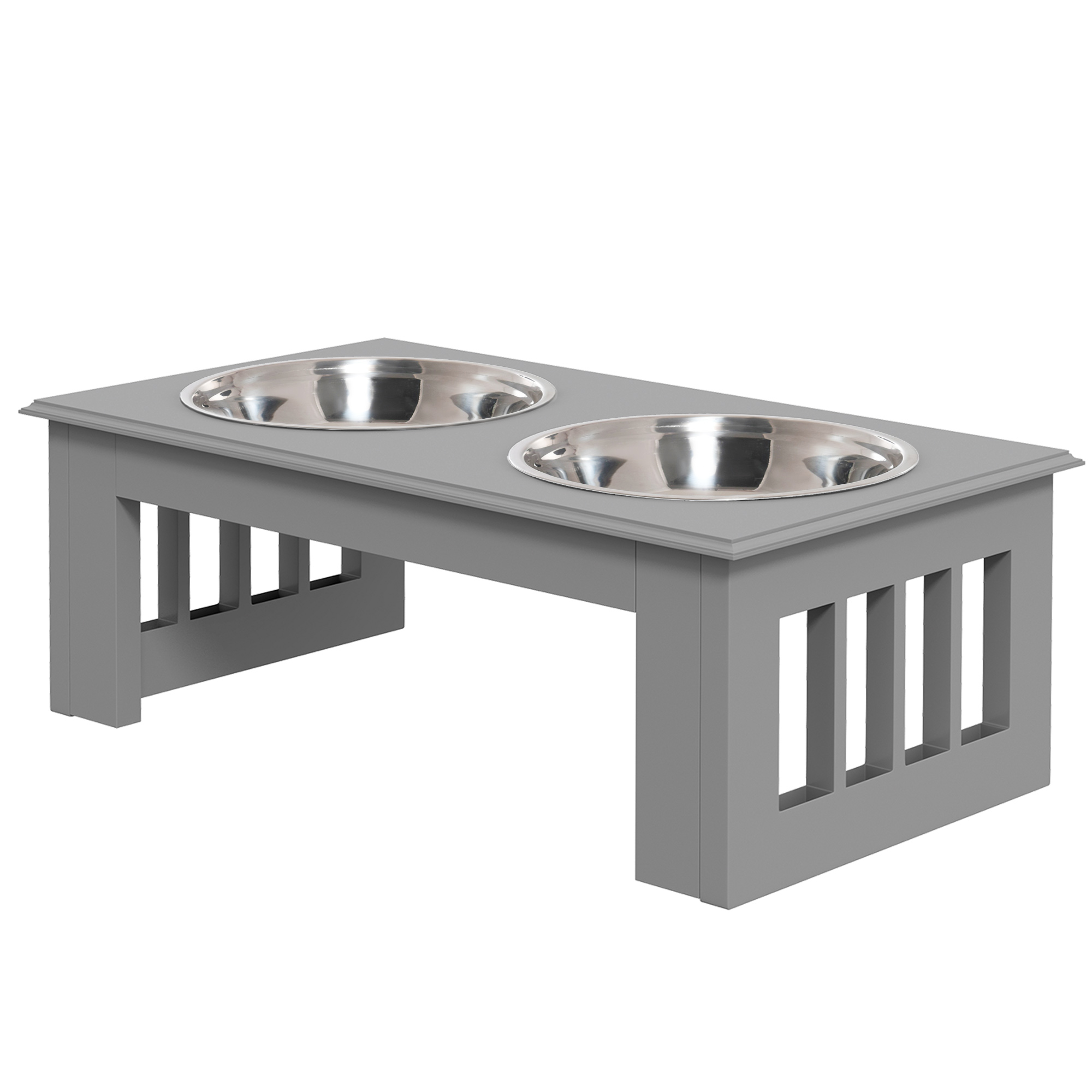 Raised Dog Feeding Bowls With Stand Grey [Small]