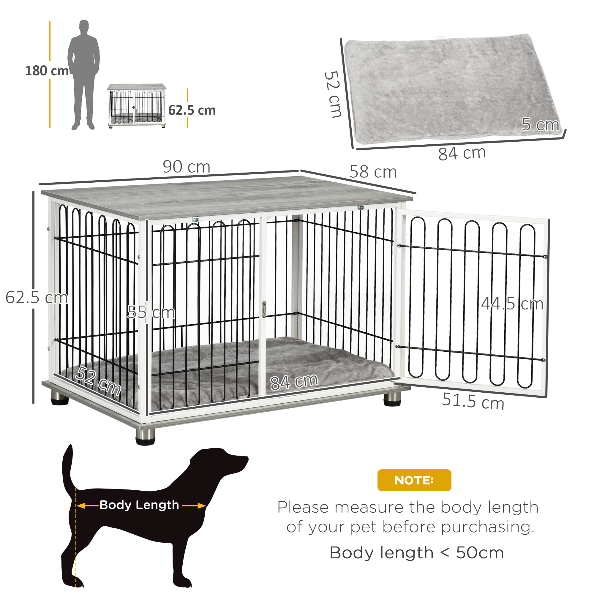 Indoor Dog Crate Furniture,Side End Table,with Soft Washable Cushion,Lockable Doors,for Small And Medium Dogs detail photo 8