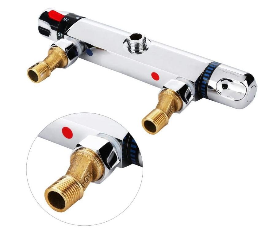 Bathroom Exposed Bar Thermostatic Shower Mixer Valve Tap Chrome 1/2" Outlet UK — image 3