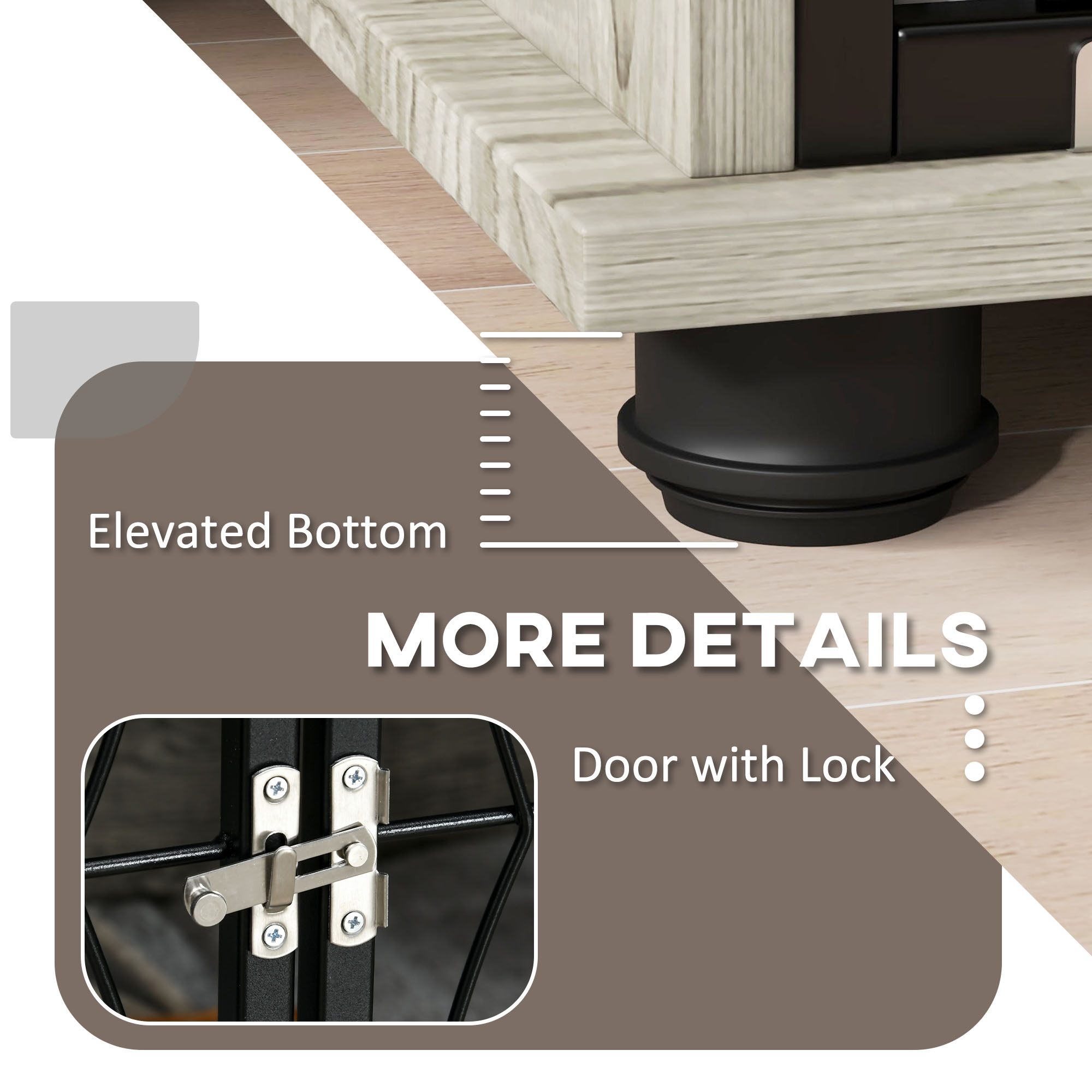 100CM-Indoor Dog Cage Furniture Side Table With Washable Plush Pad And Lockable — image 2