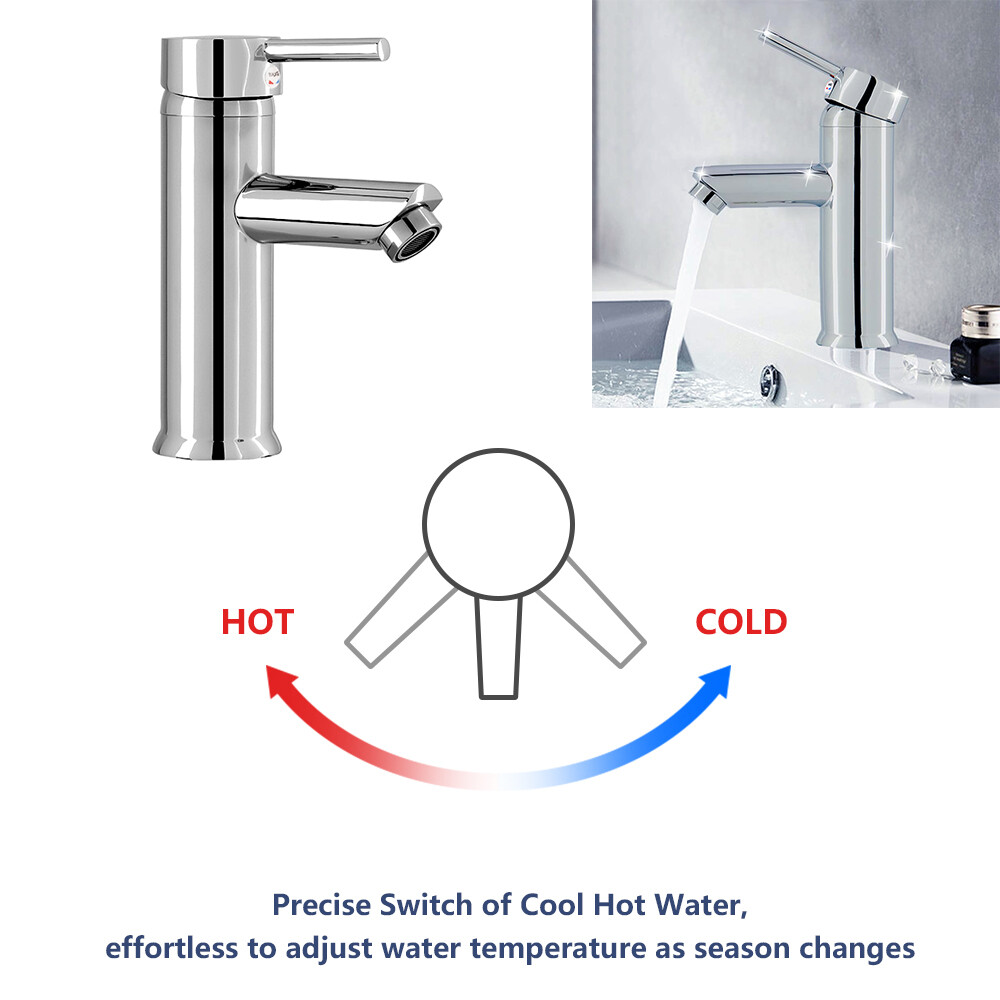 Cisivis Cloakroom Modern Bathroom Basin Sink Mono Chrome Mixer Tap Waste New — image 3