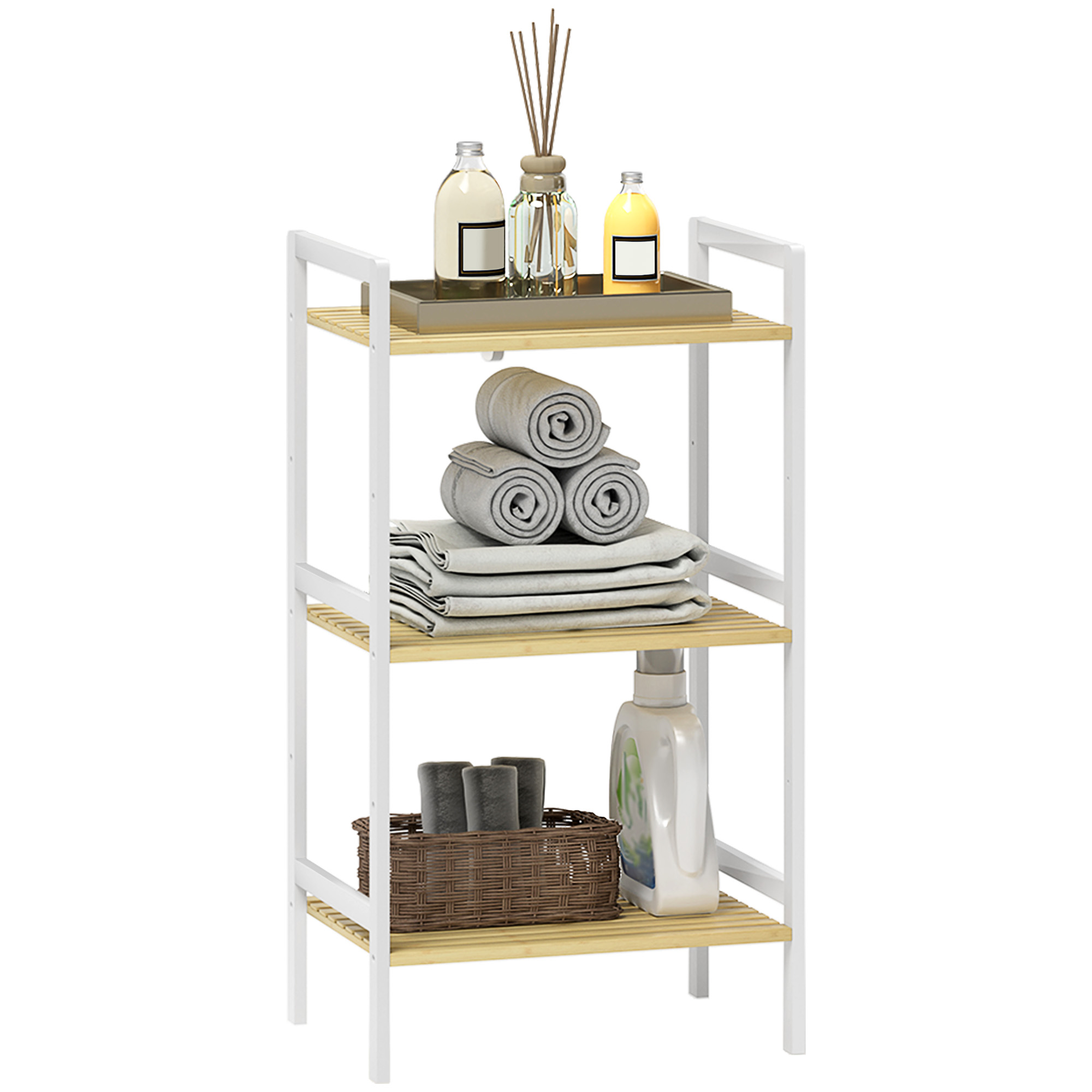 Three-Tier Bamboo Adjustable Shelf Storage Unit — image 2