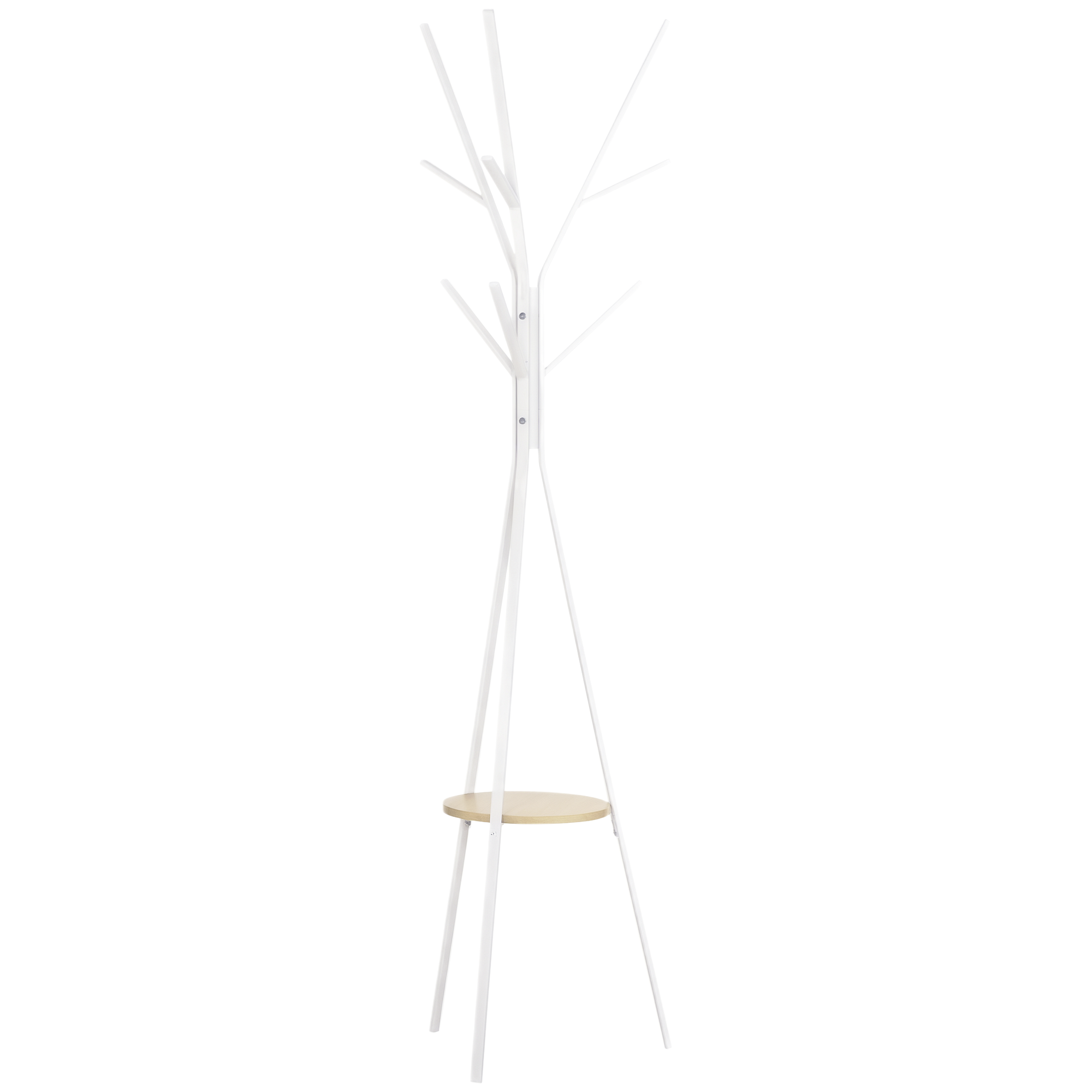 Freestanding Metal Coat Rack Stand 9 Hooks Clothes Tree With 1 Shelf Hat — image 2