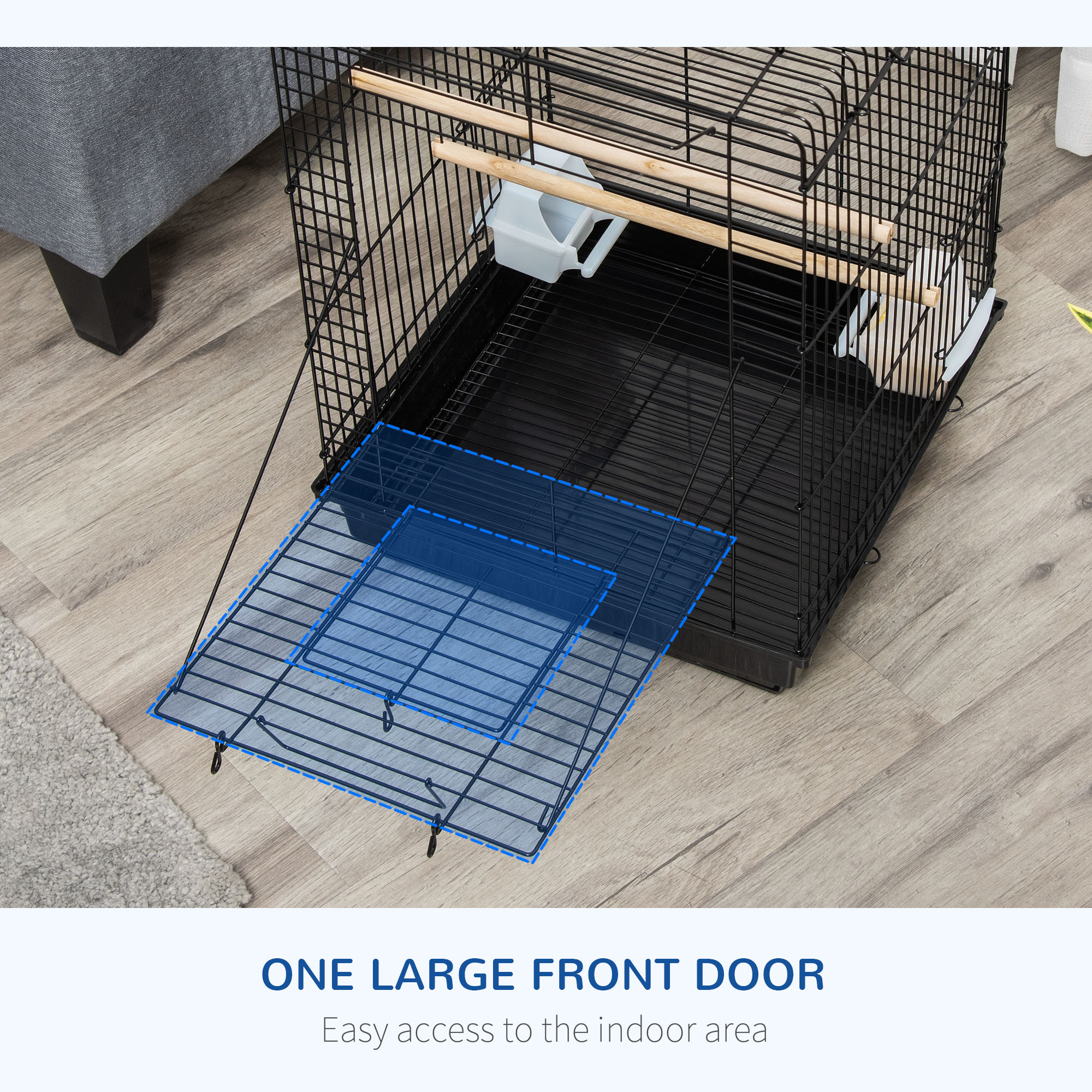 Steel Bird Cage With Openable Top,Stand,Tray,Handles,Feeding Bowls