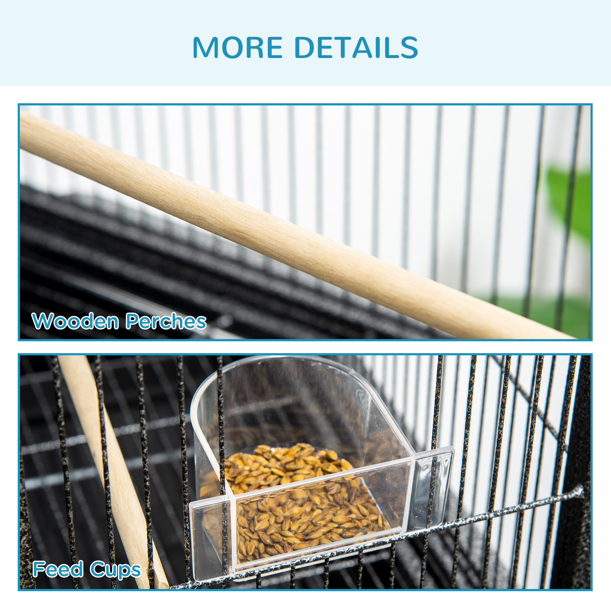 Large Bird Cage Budgie With Stand,Storage Shelf,Wood Perch For Parrot Canary — image 3