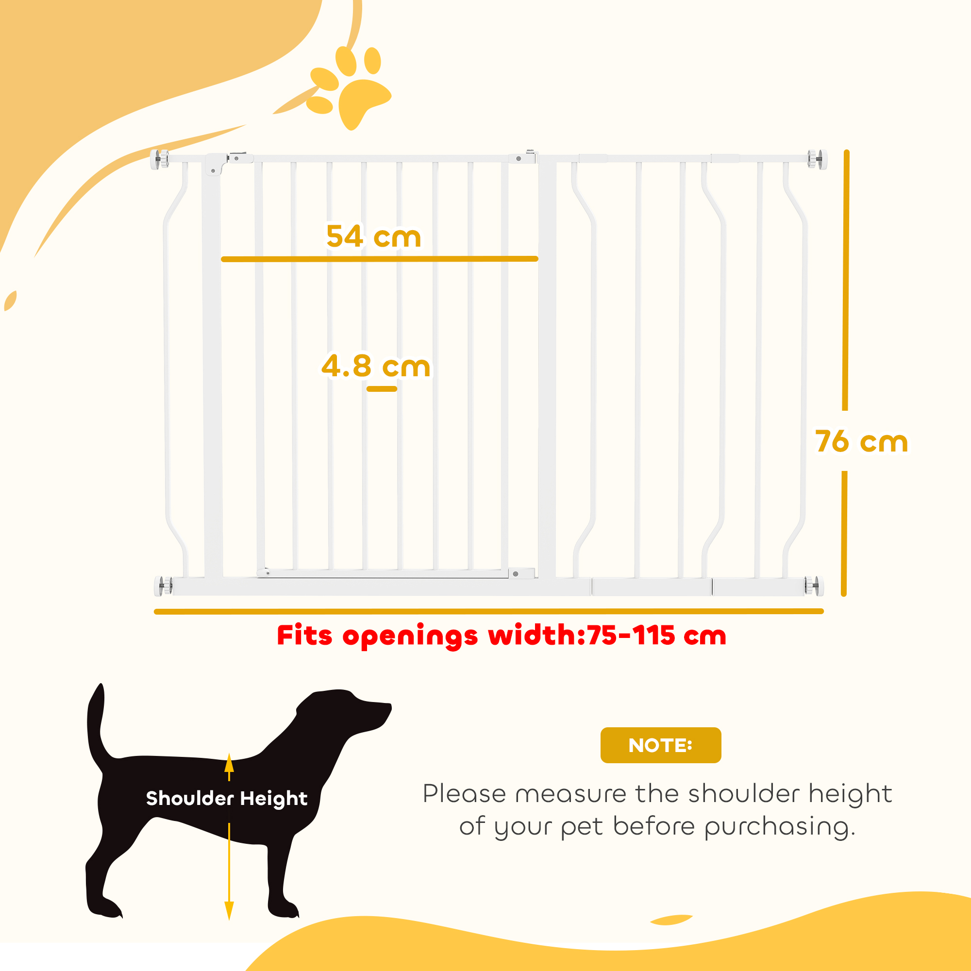 Wide Dog Safety Gate,with Door Pressure,for Doorways,Hallways,Staircases-White detail photo 8