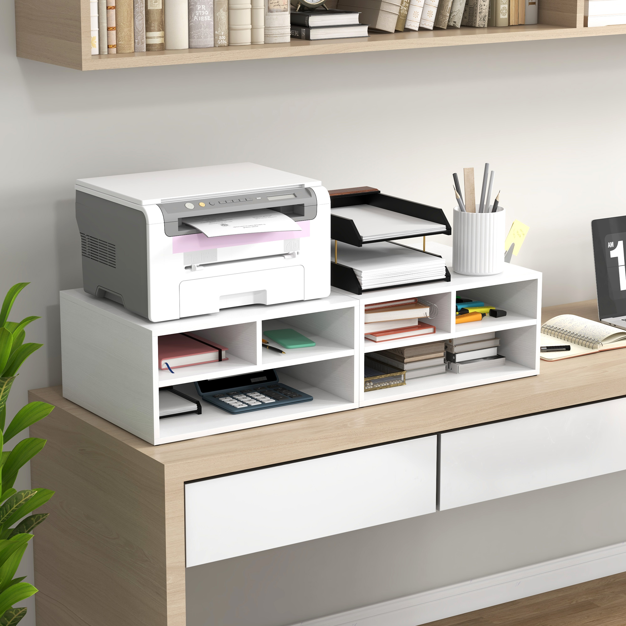 Three-Compartment Printer Storage Cabinet-White — image 4