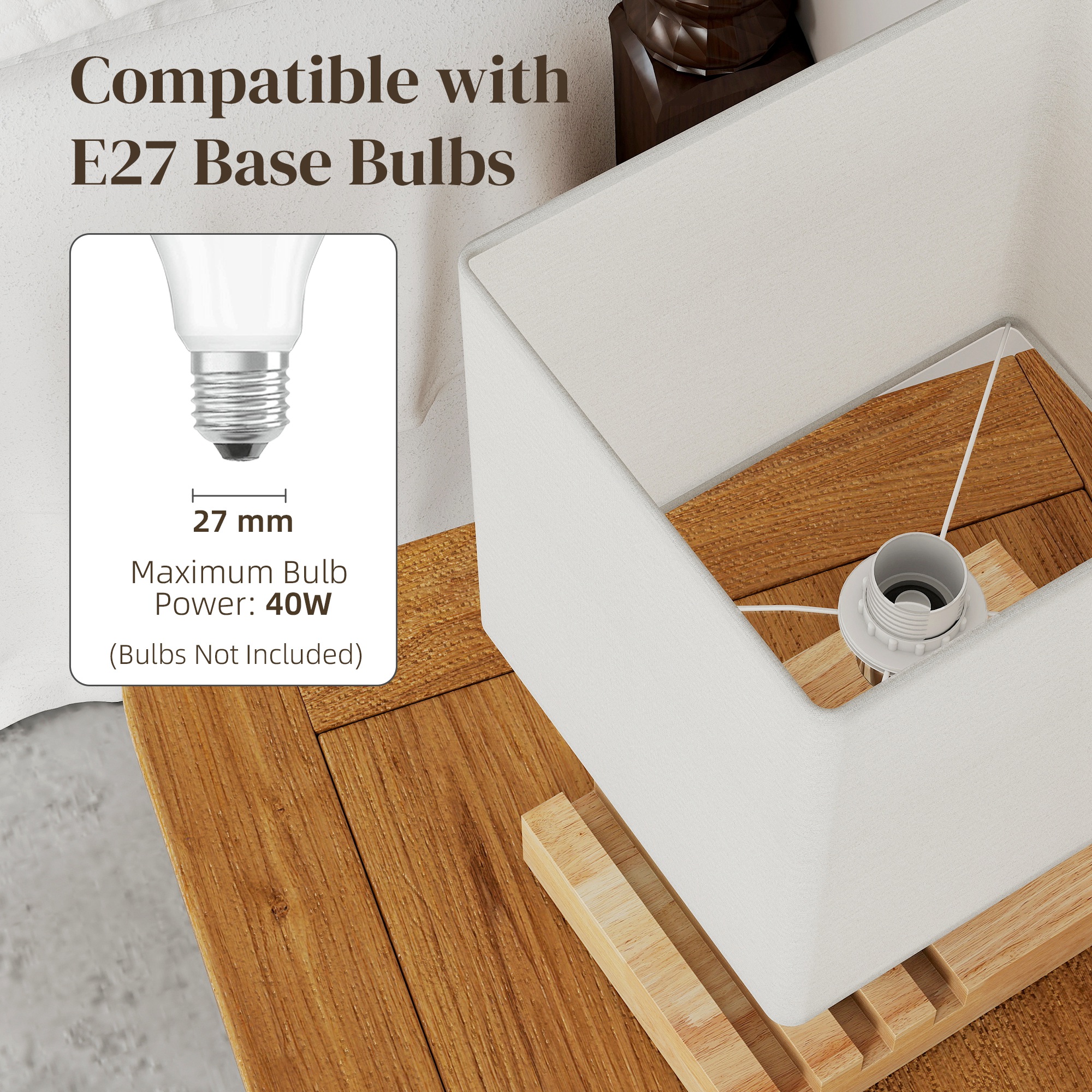 Bedside Lamp With USB A+C Charging Ports And 3 Phone Stands,Modern Table Solid