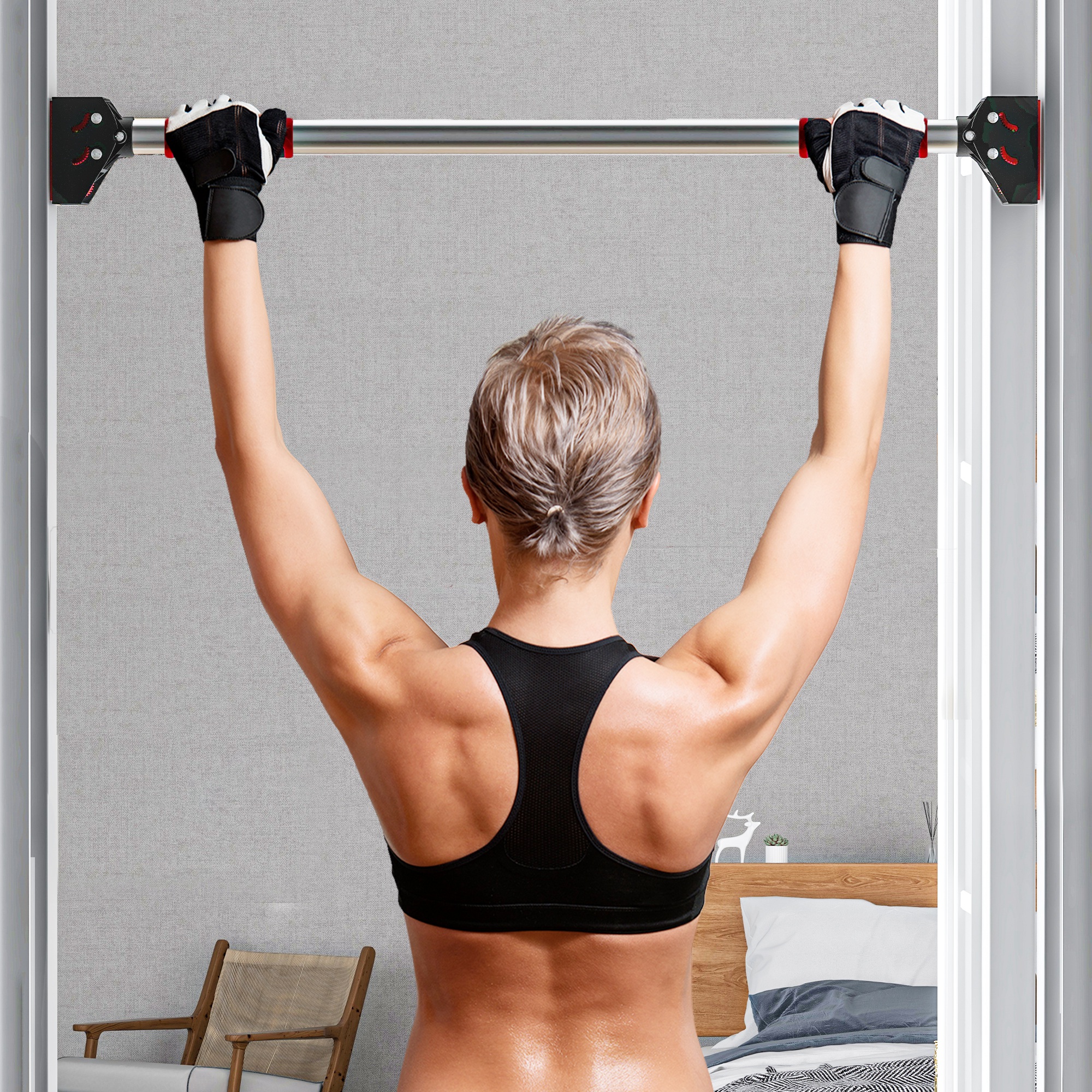 Doorway Pull Up Bar,No Screws Door Frame Chin Up Bar,Adjustable Length — image 2