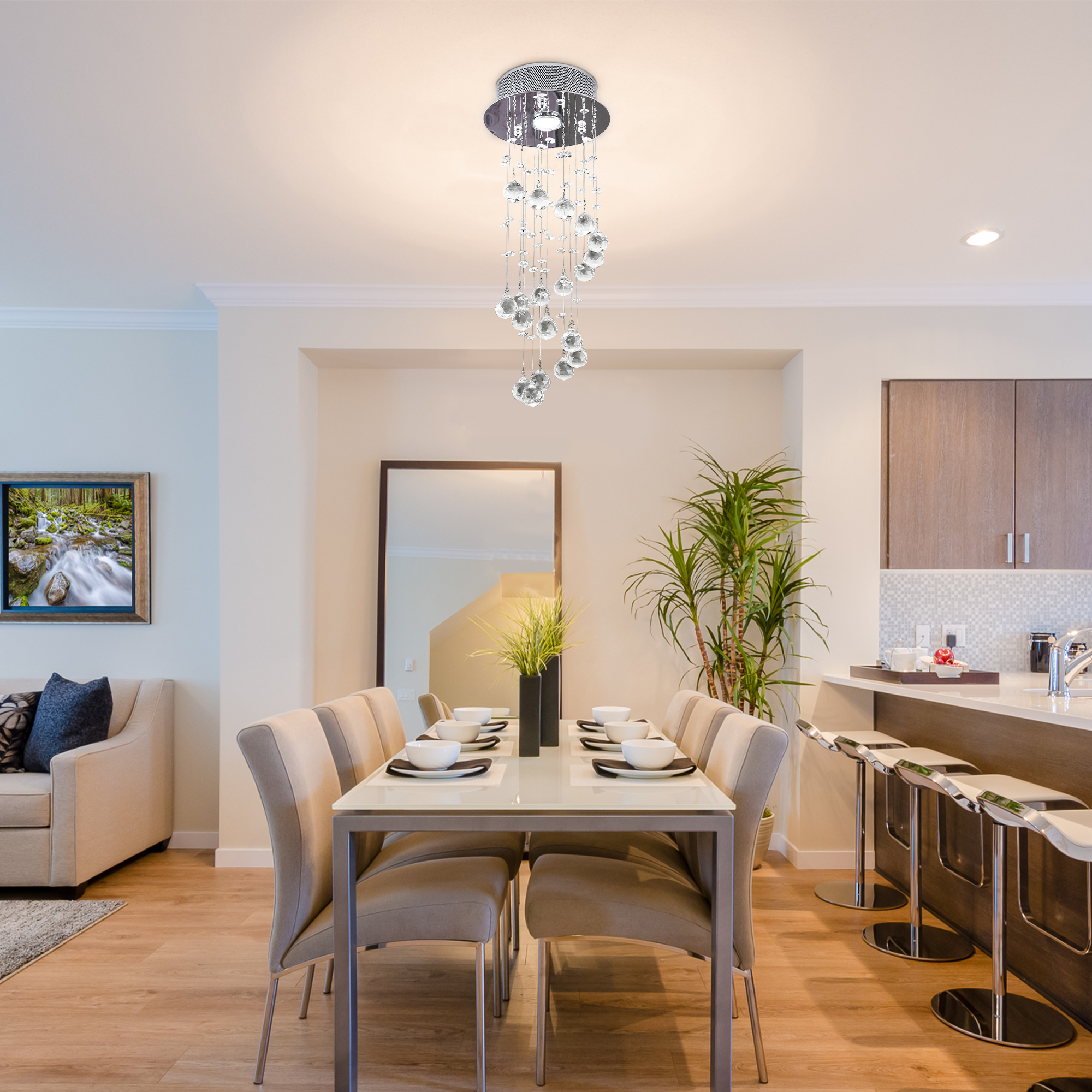 Metal crystal ceiling light chandelier elegant pendant lamp