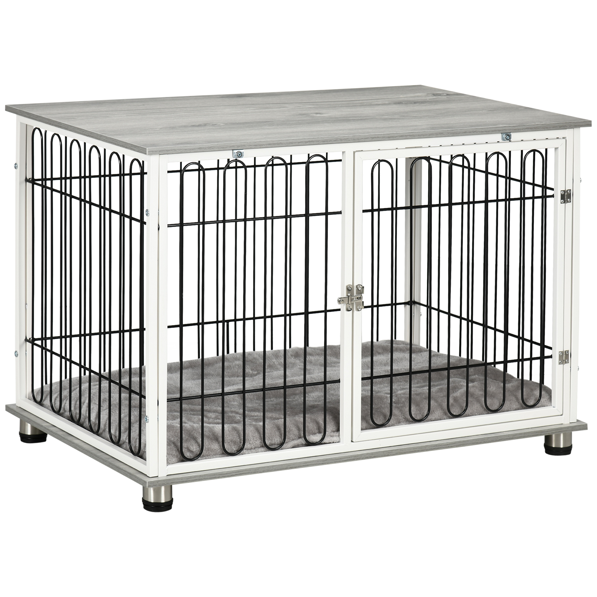 Indoor Dog Crate Furniture,Side End Table,with Soft Washable Cushion,Lockable — image 2