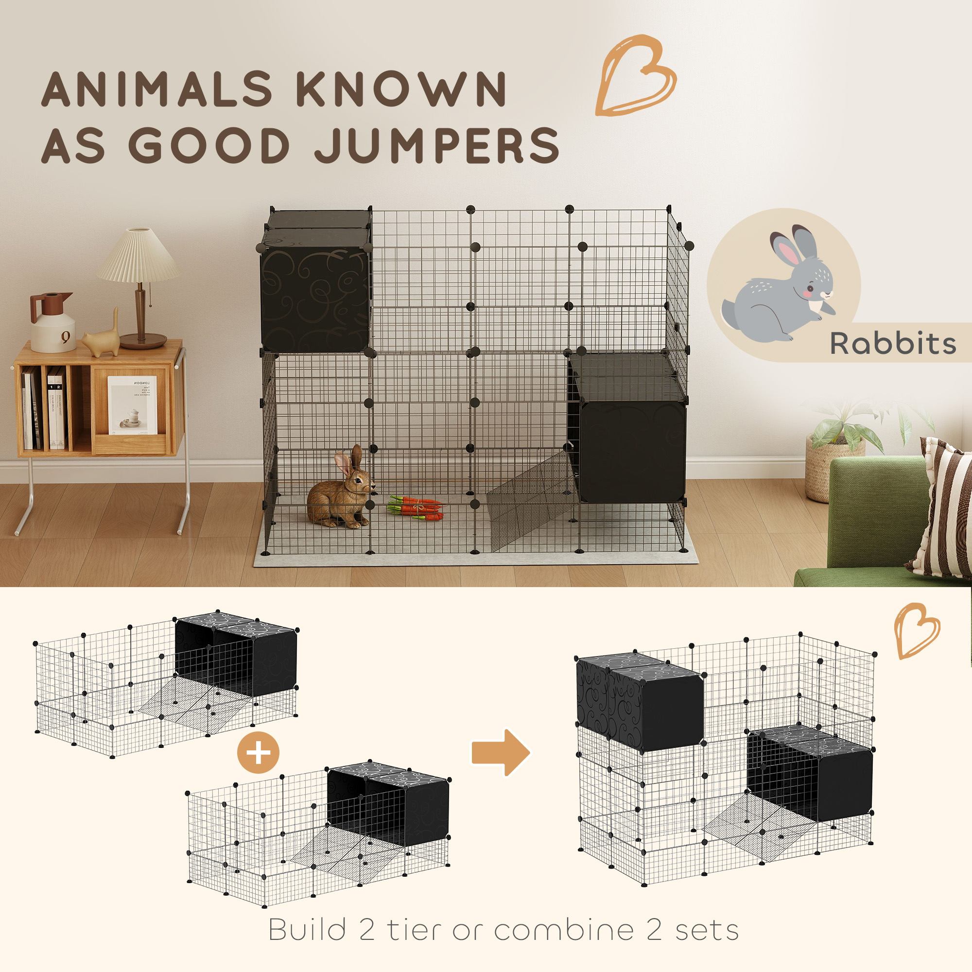DIY Small Animal Cage With Elevated Huts,C&C For Guinea — image 2