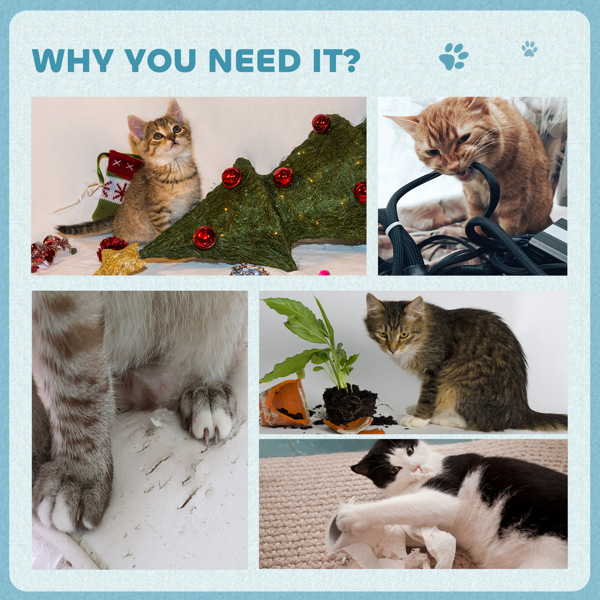 2-in-1 Cat Scratcher With Catnip For Indoor Cats,Light Blue — image 3