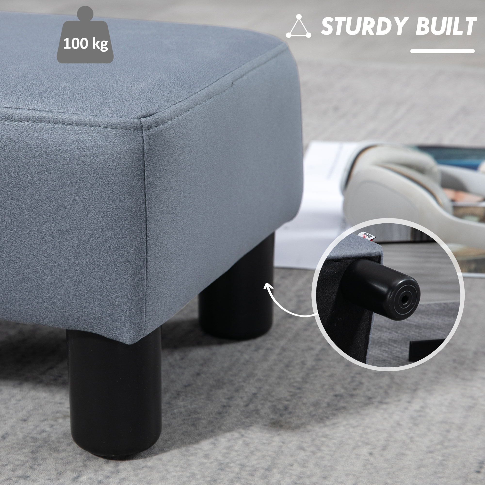 Microfiber Cloth Footstool,Small Foot Rest,Rectangle Sofa Stool For Bedroom — image 2