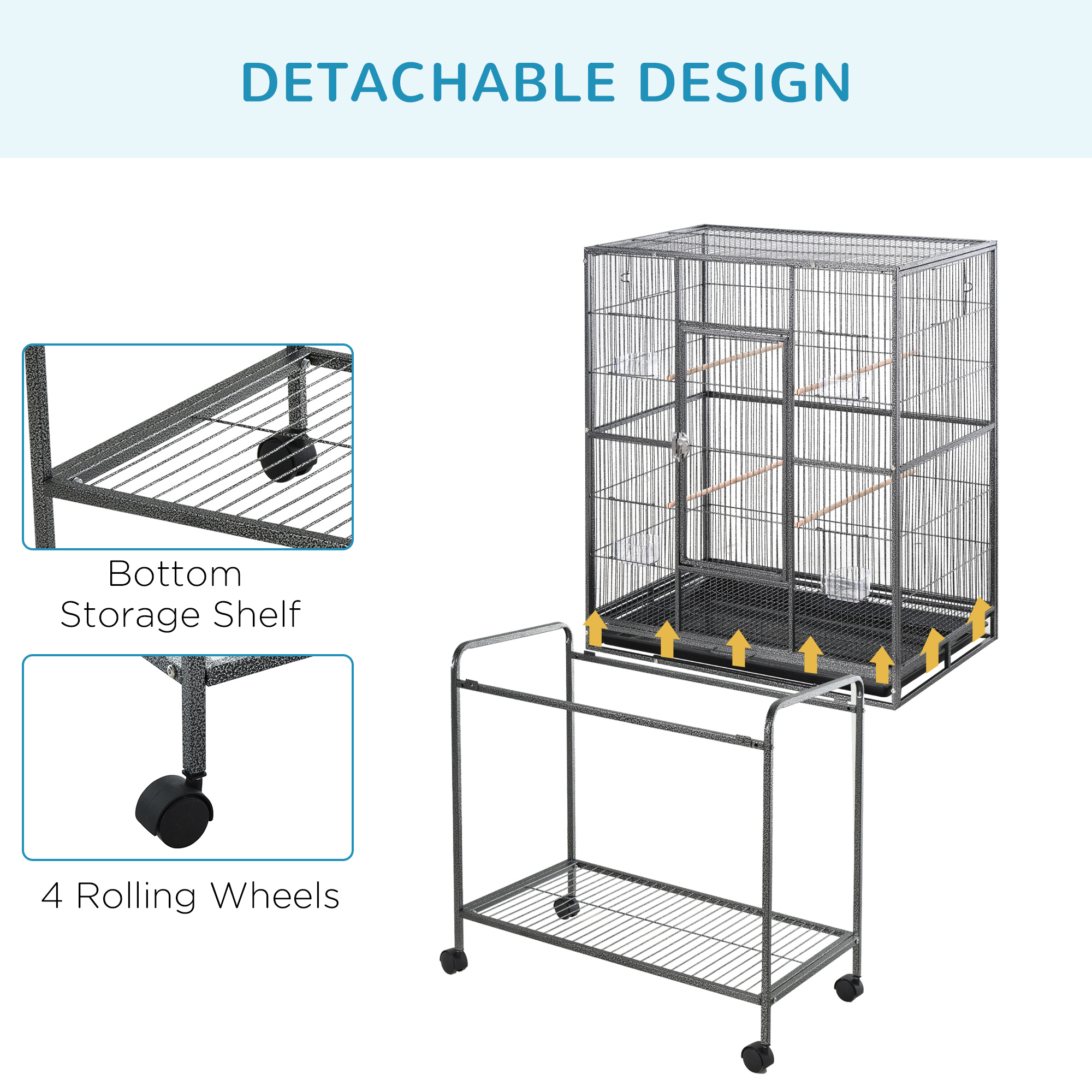Large Bird Cage Budgie With Stand,Storage Shelf,Wood Perch For Parrot Canary
