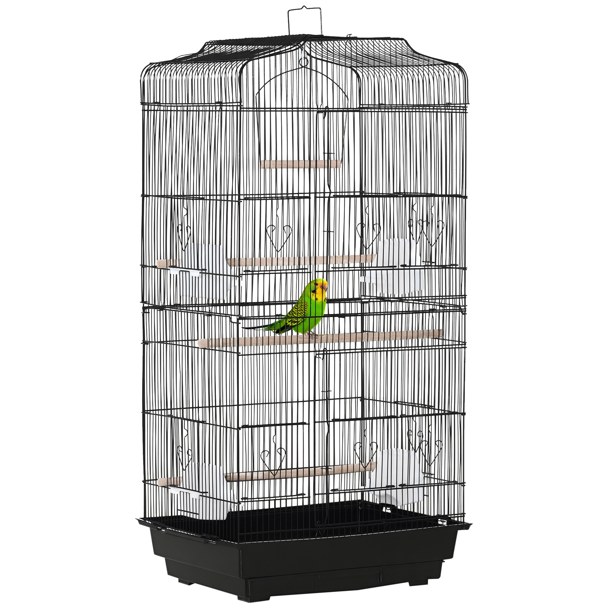 Large Metal Bird Cage With Stand,Perches,Food Bowls,Swing,for Budgies,Parakeets,Black detail photo 1