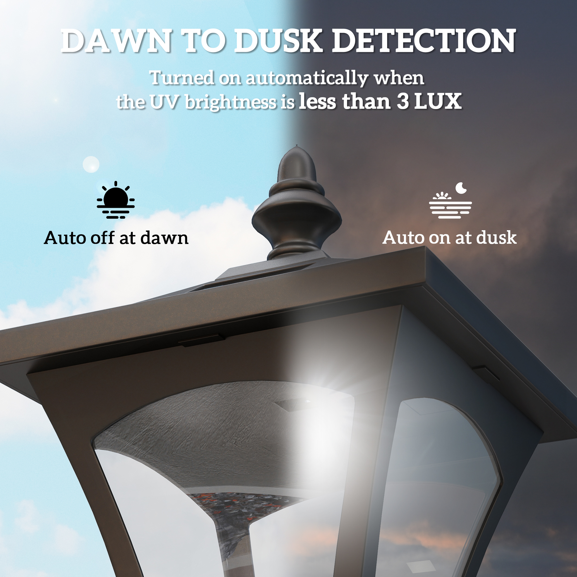 1.2m Solar Powered Outdoor Lamp Post-Black — image 4