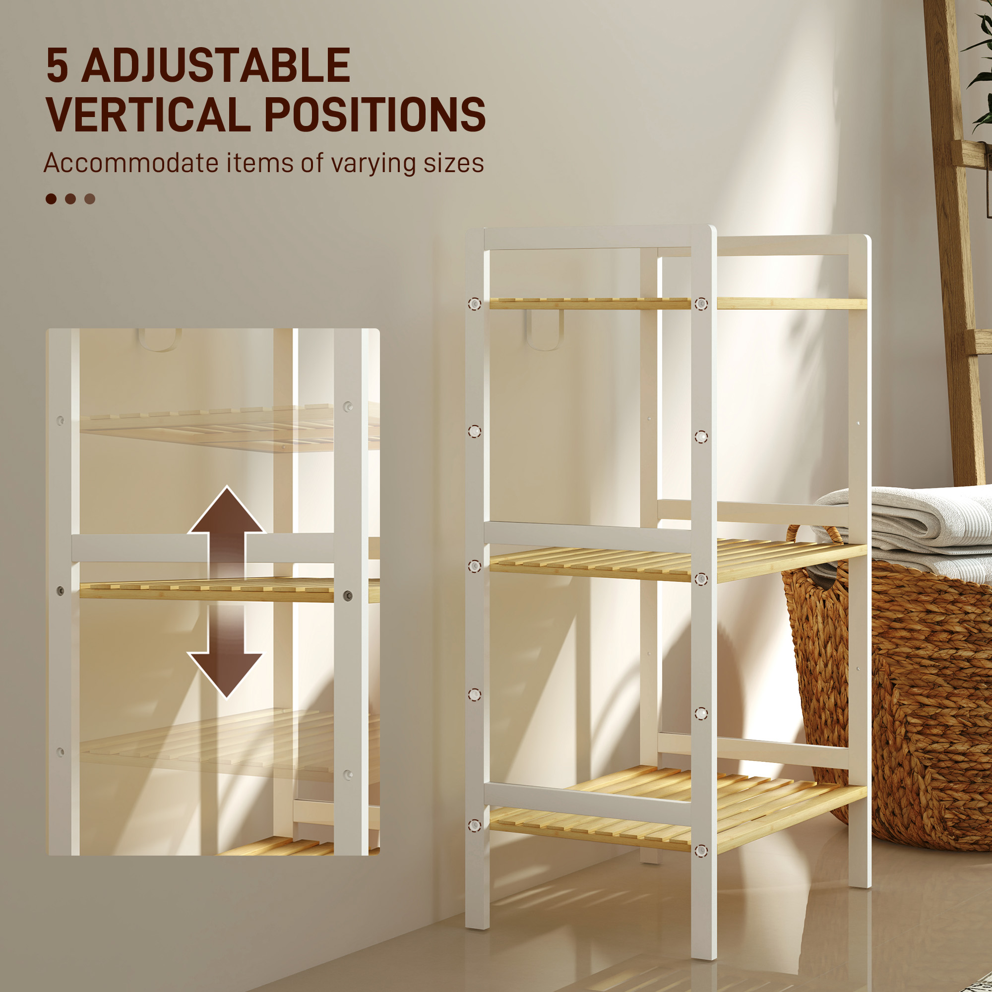 Three-Tier Bamboo Adjustable Shelf Storage Unit — image 4