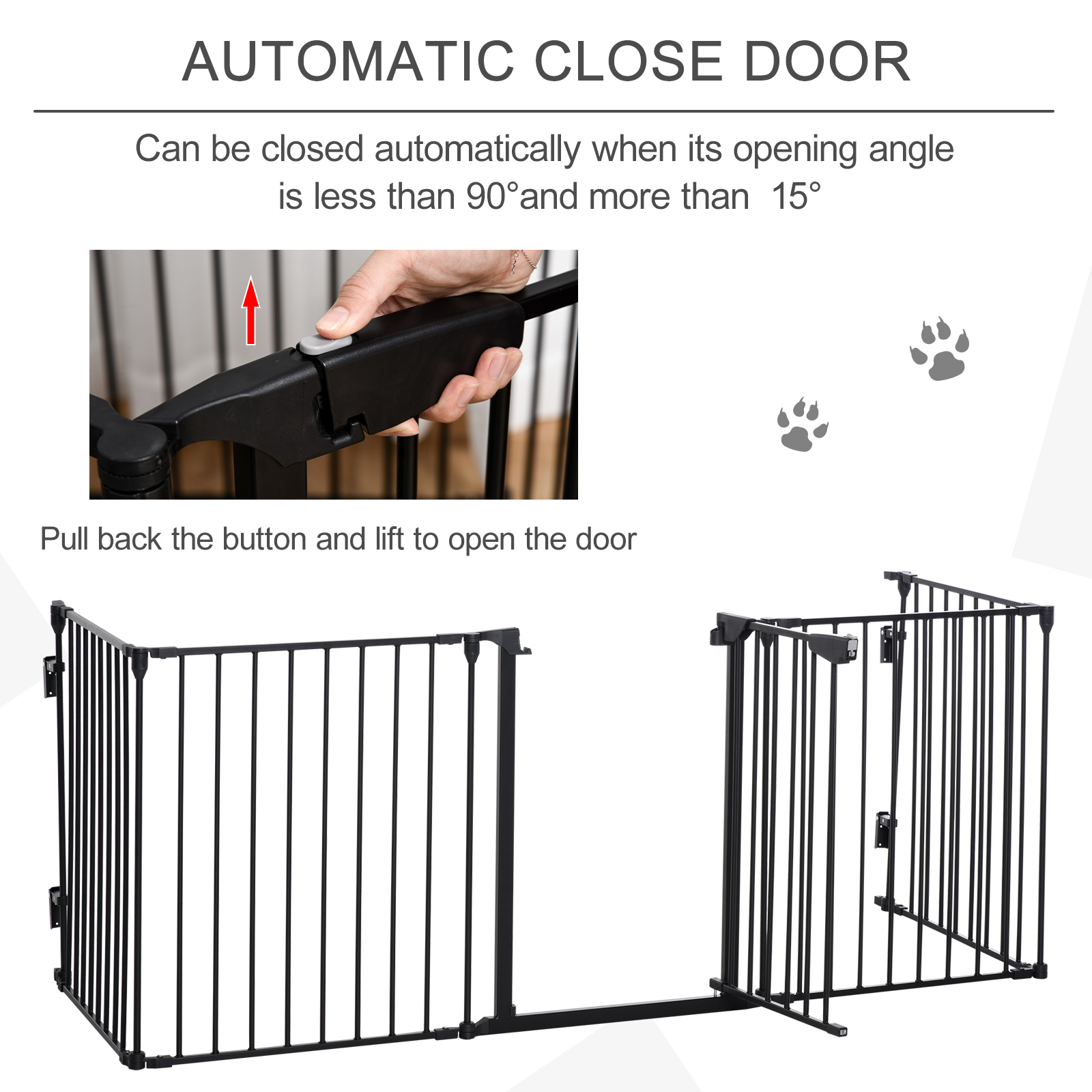 5 Panels Pet Playpen Metal Fence W/ Walk Through Door-Black — image 4