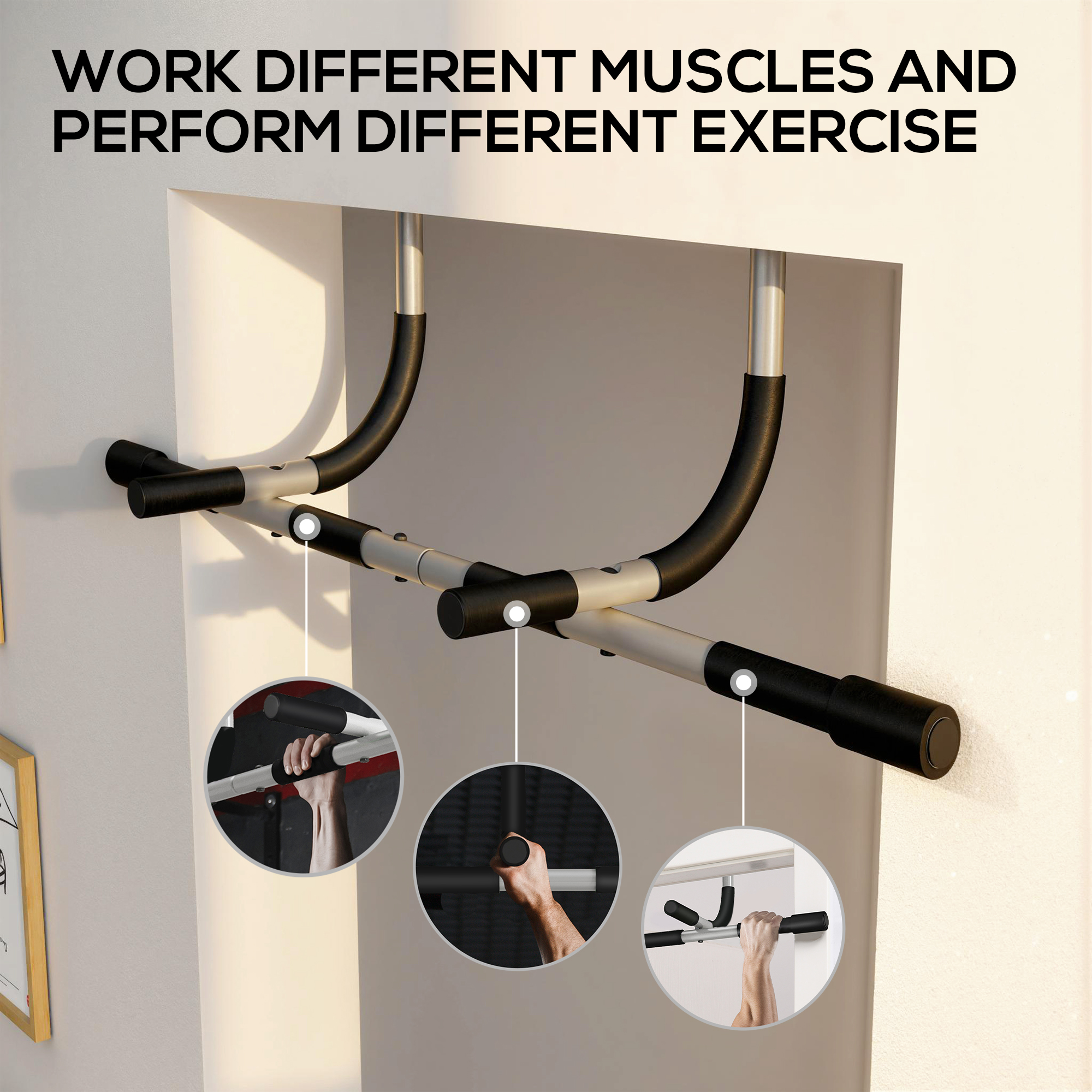 Doorway Pull Up Bar,Door Frame Chin Up Push Up Bar For Home Gym Upper Body — image 5