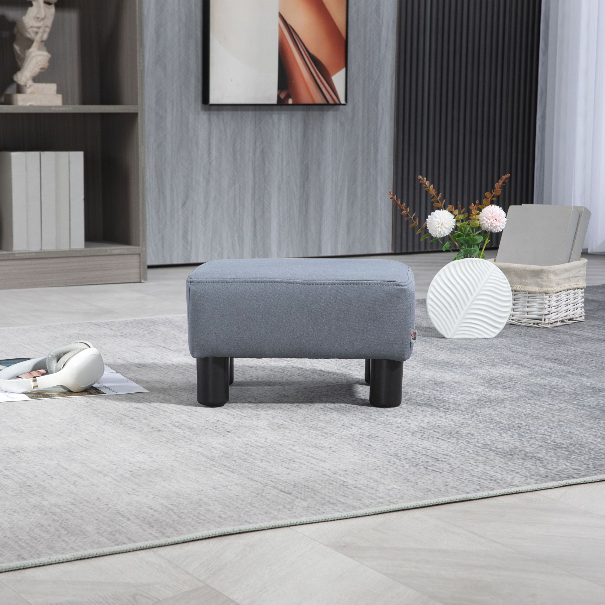 Microfiber Cloth Footstool,Small Foot Rest,Rectangle Sofa Stool For Bedroom