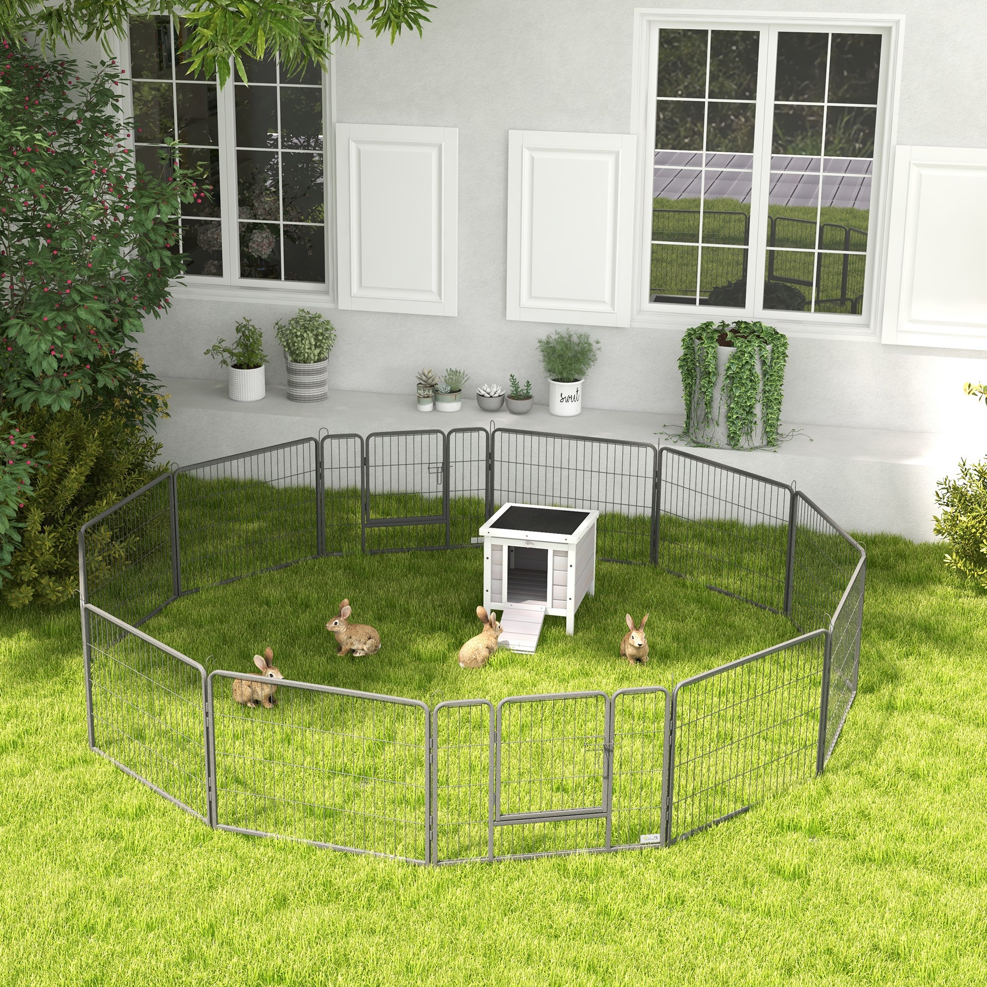 12 Panels Heavy Duty Puppy Playpen,for Small Dogs,Indoor And Outdoor Use-Silver — image 5