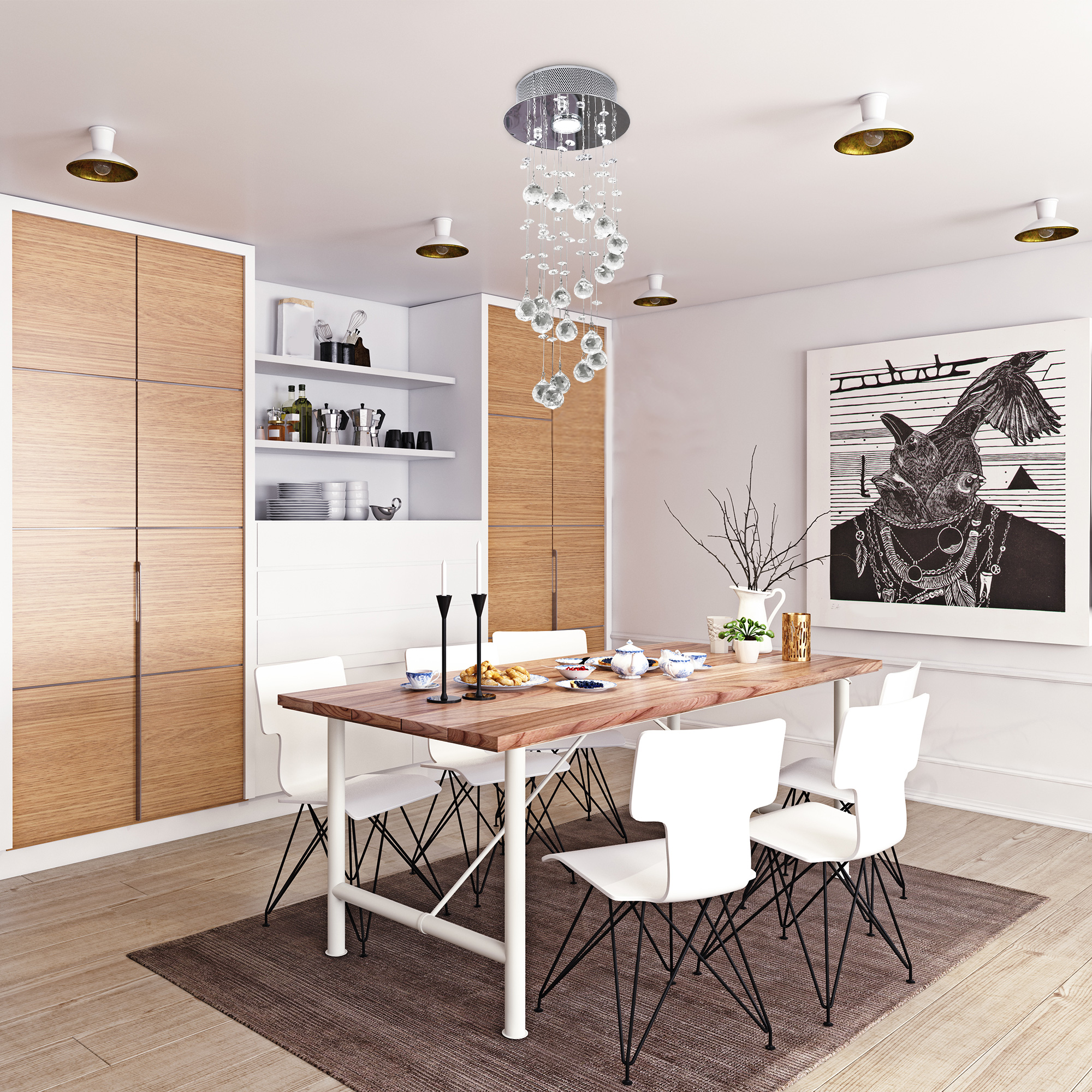 Metal crystal ceiling light chandelier elegant pendant lamp