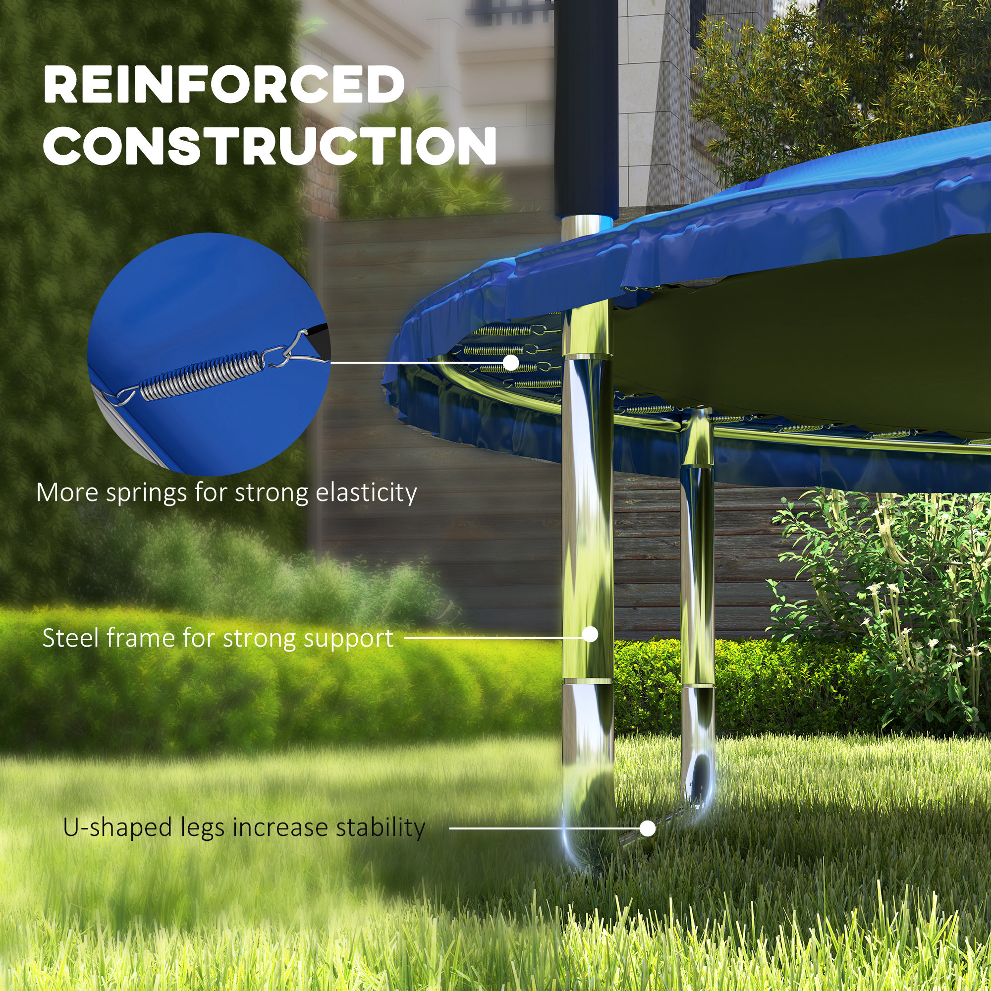 8ft Trampoline With Safety Enclosure Net,Steel Frame Outdoor Trampoline,with — image 3