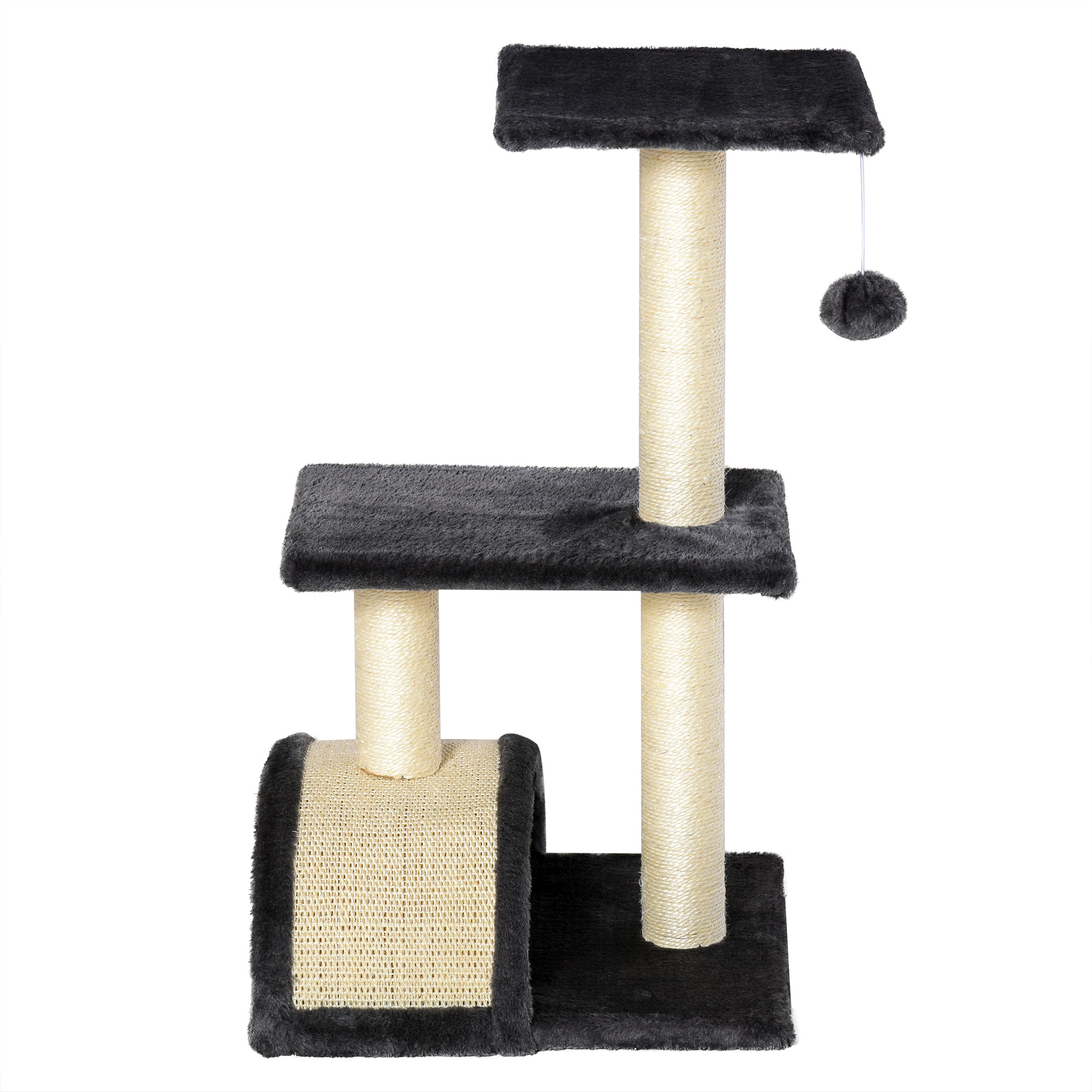 72cm Cat Tree With Scratching Post,Pad For Indoor Cats-Black