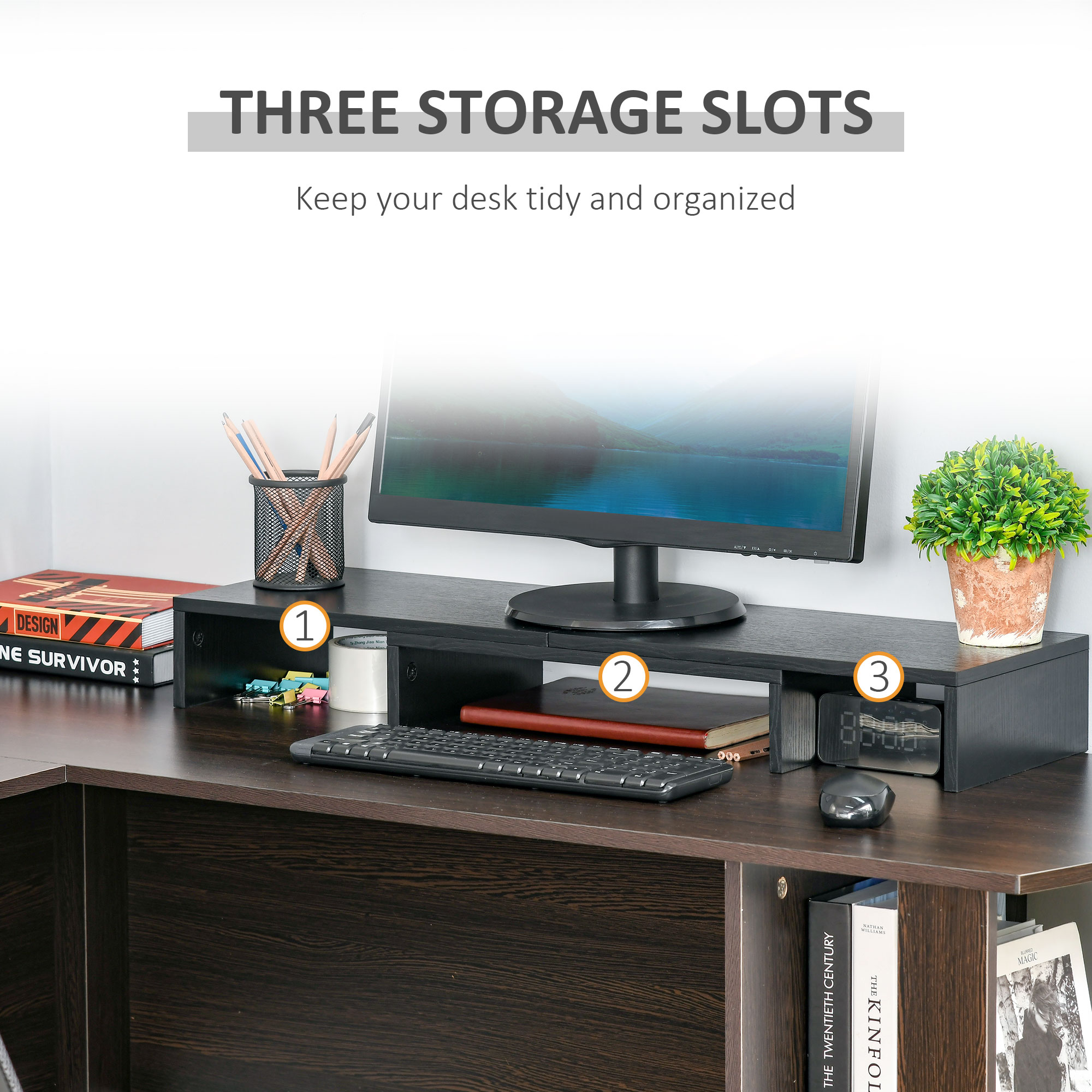Dual Monitor Stand Riser With Adjustable Length And Angle,Screen — image 4