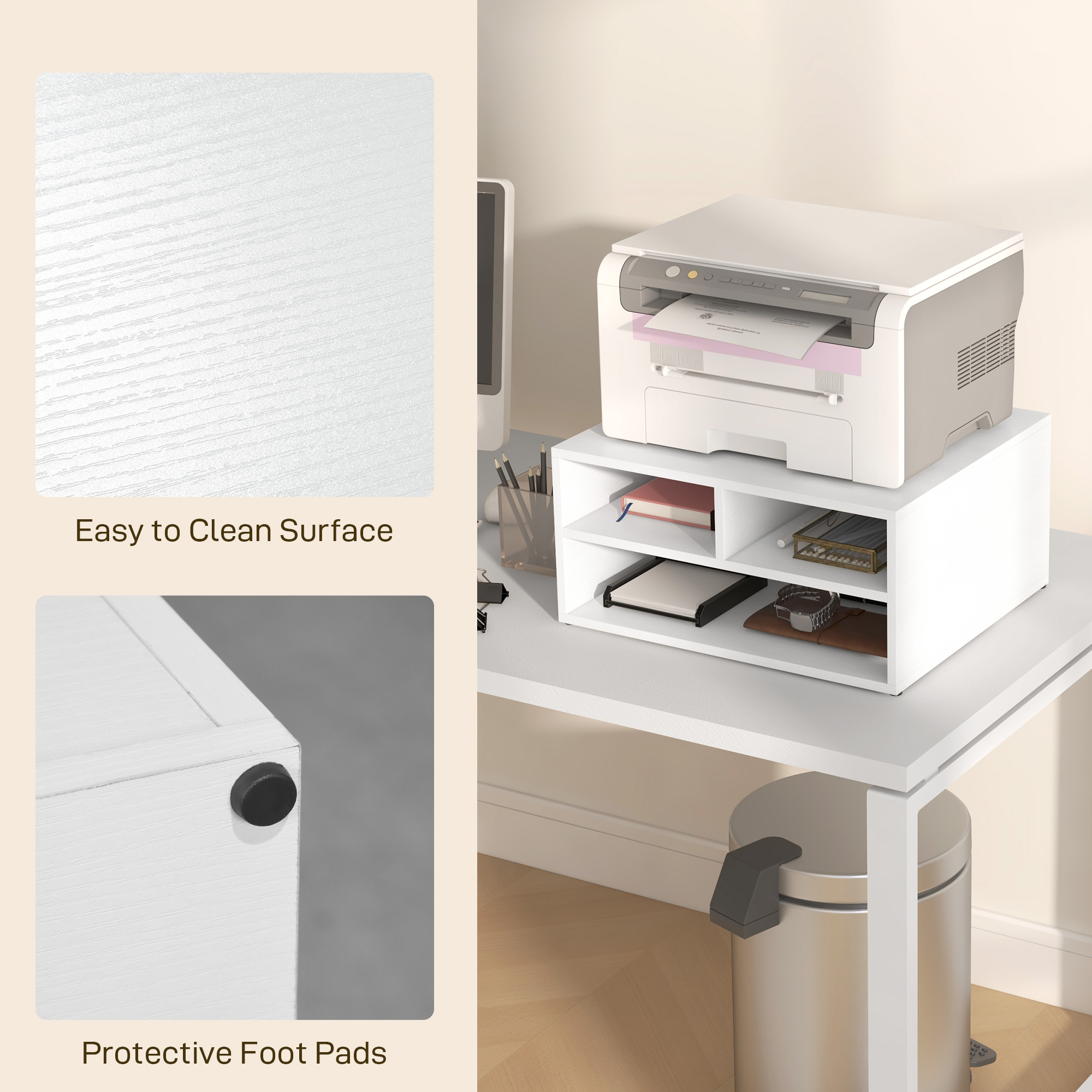 Three-Compartment Printer Storage Cabinet-White — image 2