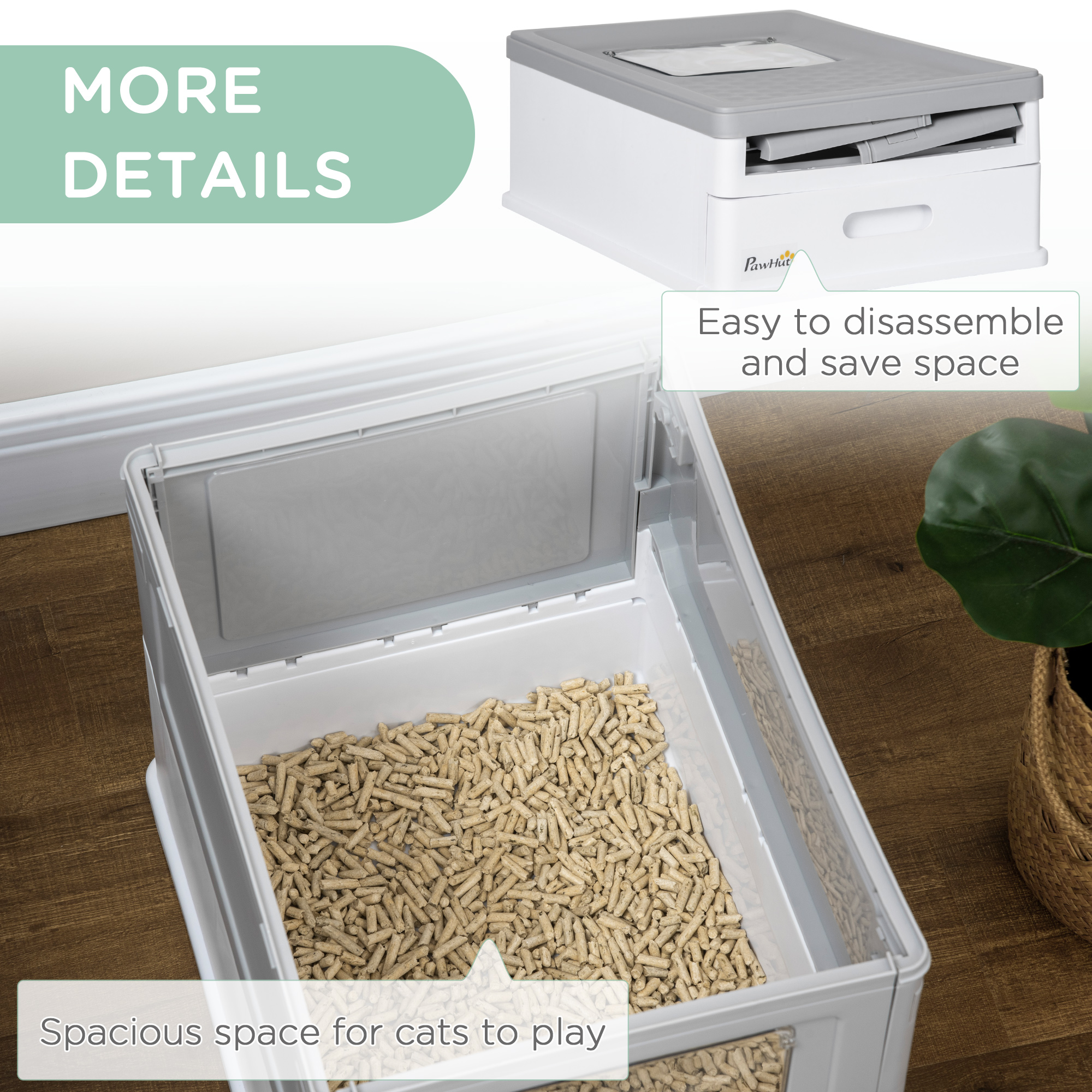 Hooded Cat Litter Box,Portable Pet Toilet,with Scoop,Front Entry-Grey — image 4