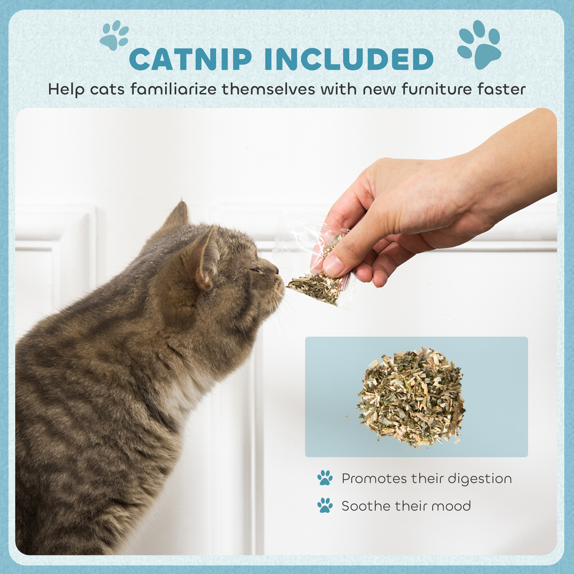 2-in-1 Cat Scratcher With Catnip For Indoor Cats,Light Blue — image 2