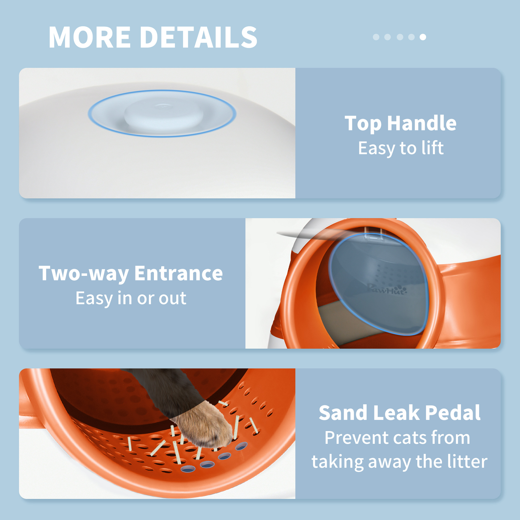Foldable cat litter tray with lid,deodorant,scoop,orange
