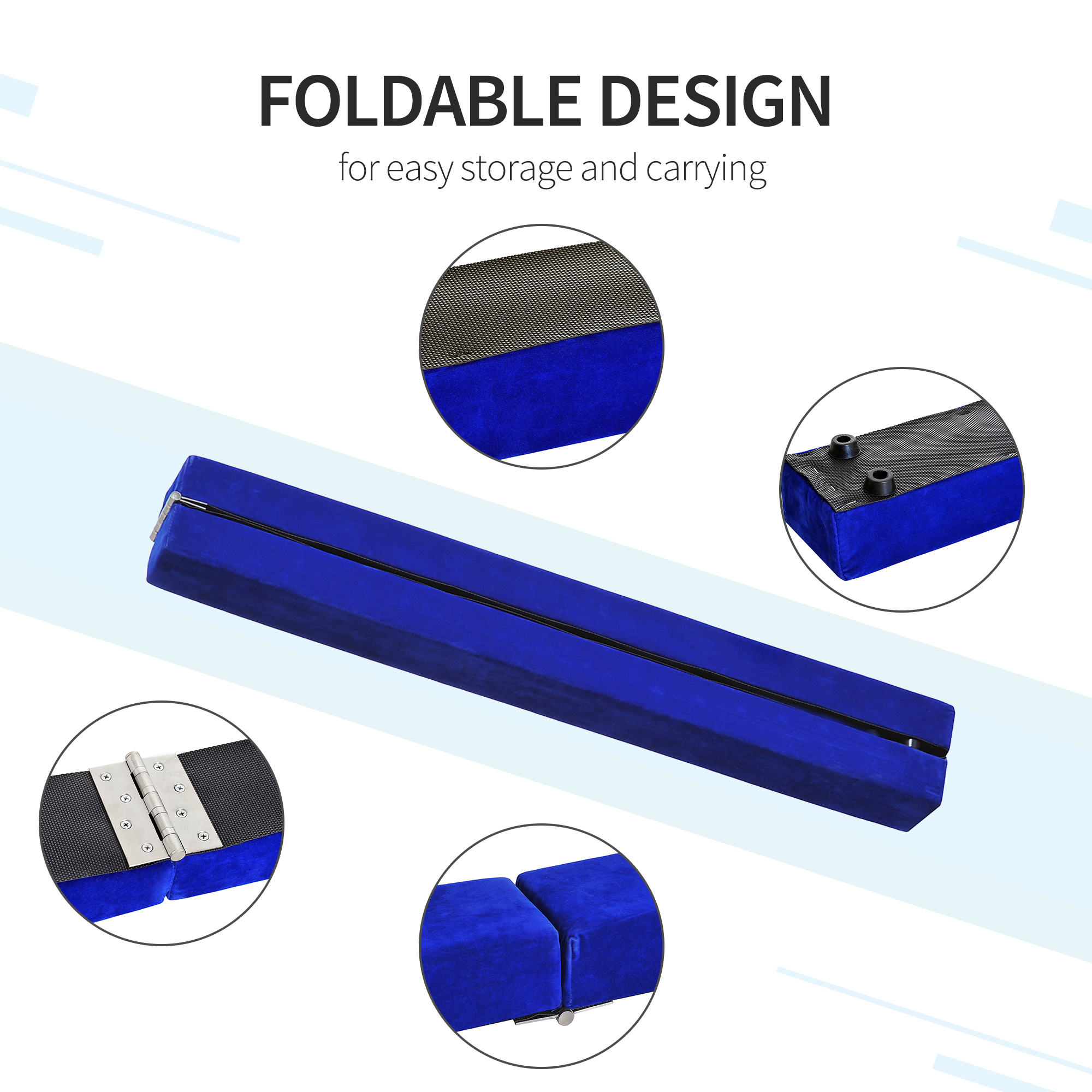2.1M 7FT Gymnastics Folding Balance Beam Home Gym Training Exercise Sports-Blue — image 5