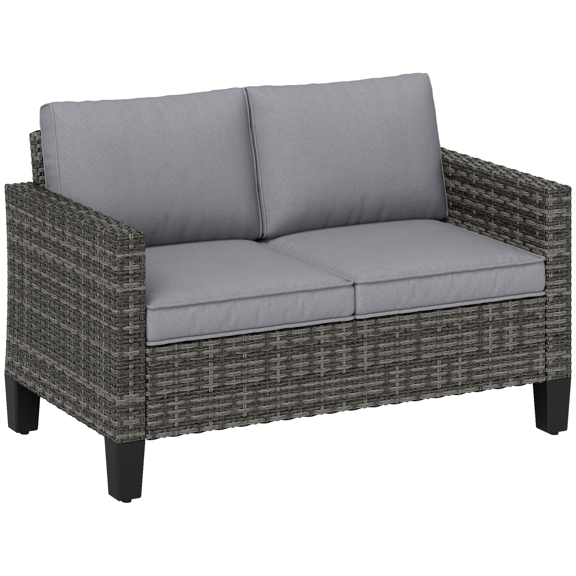 Double rattan outdoor sofa - dark gray