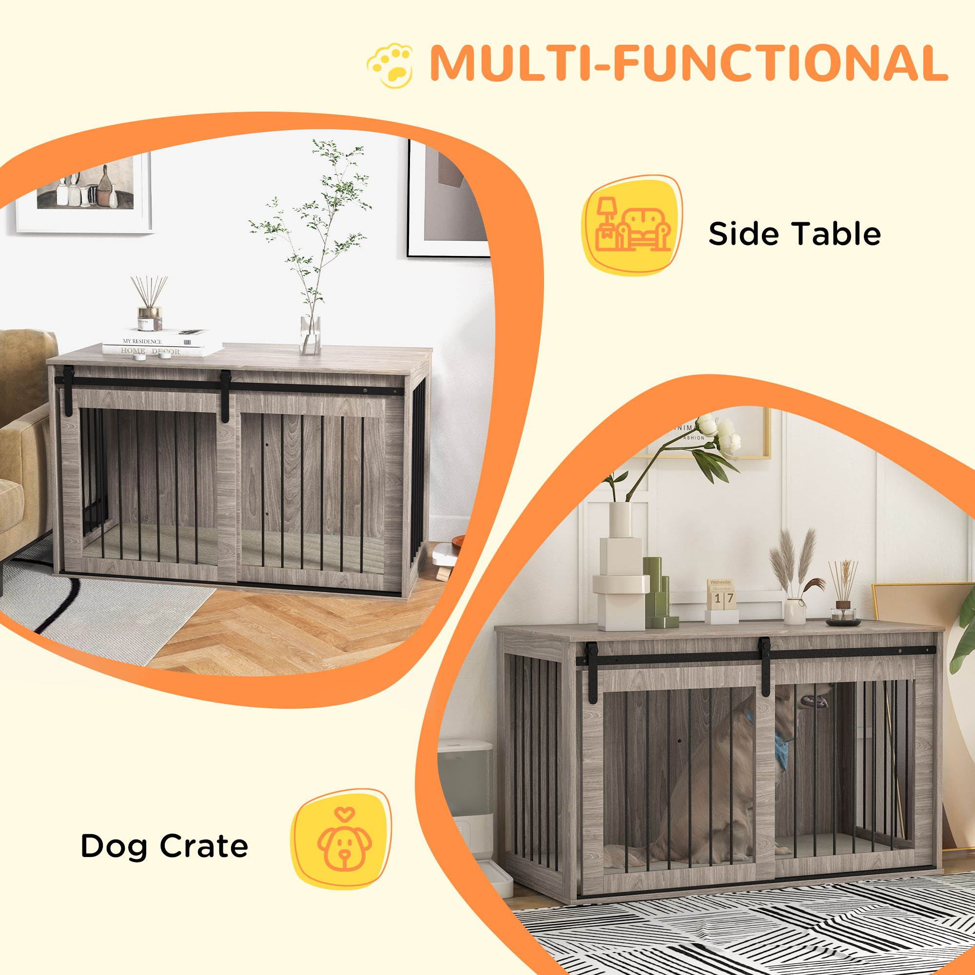 118cm Extra Large Dog - Walnut Brown-Dog Cage Furniture With Detachable Cushion, Suitable For Oversized Dogs detail photo 6