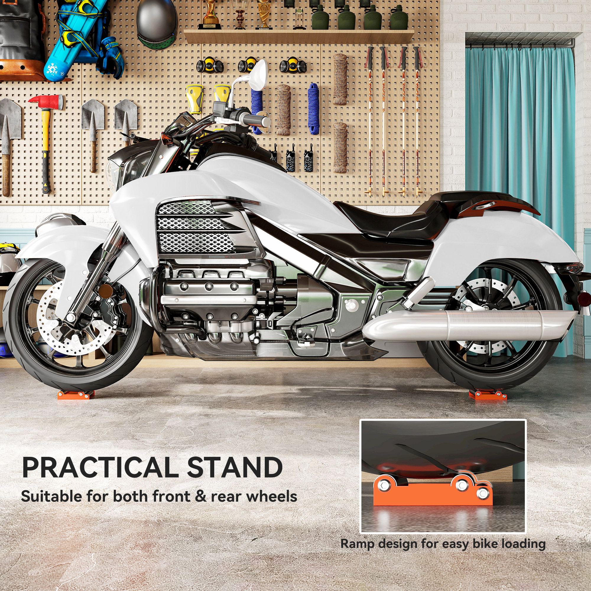 Motorcycle Wheel Cleaning Roller Stand With Steel Frame,Aluminium