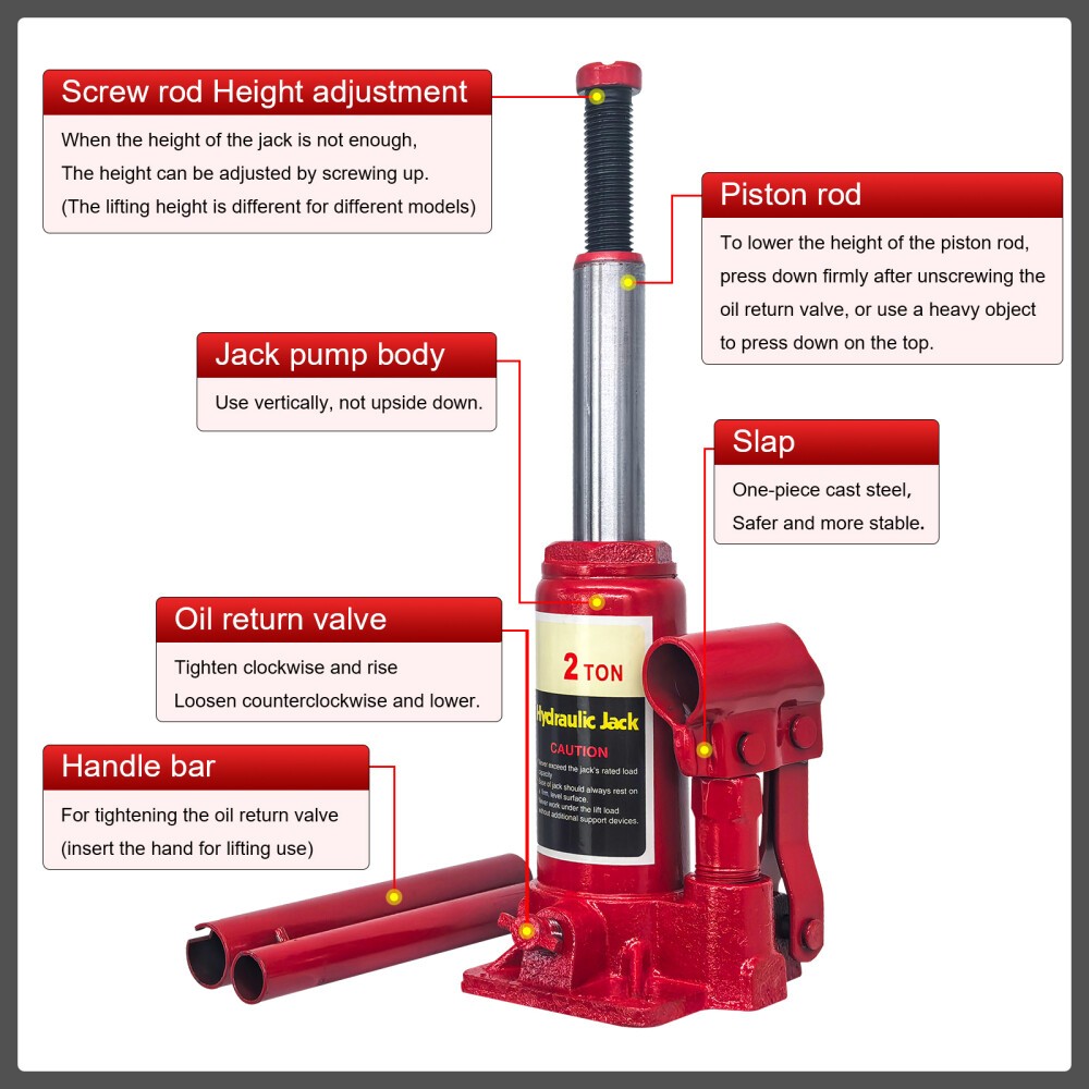 Hydraulic Bottle Jack 2 Ton High Lift For Car Van Truck Boat Automotive Repair — image 3