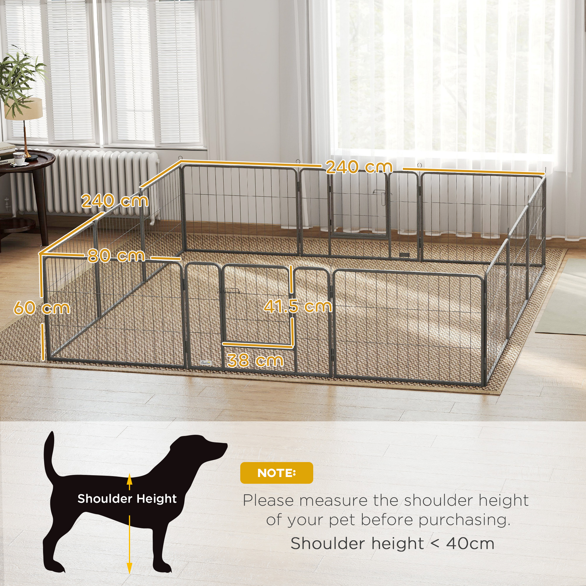 12 Panels Heavy Duty Puppy Playpen,for Small Dogs,Indoor And Outdoor Use-Silver — image 4