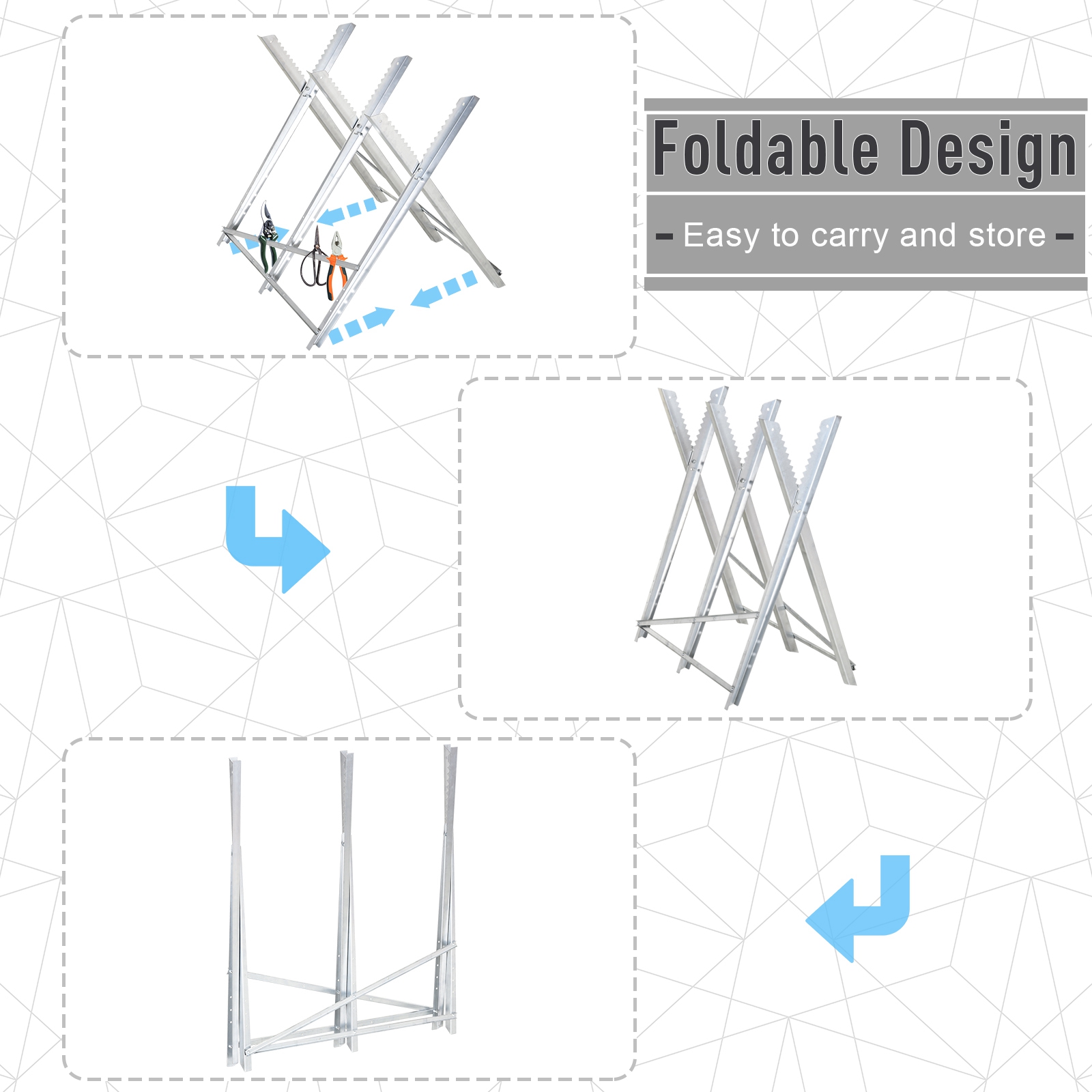 Portable Sawhorse Heavy Duty Steel Adjustable Work Support,Foldable Stand 100 — image 5