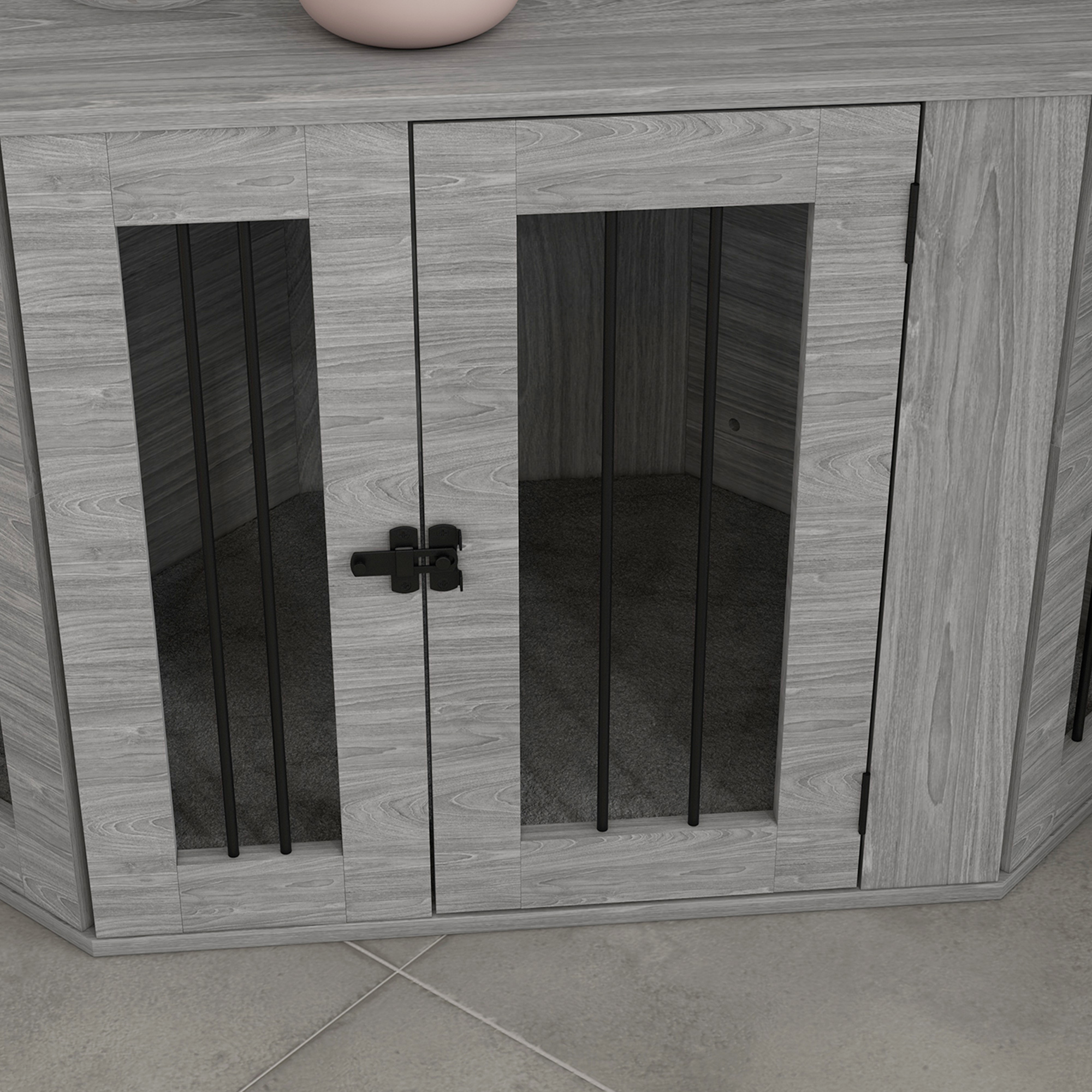 Dog Crate Furniture Side Table,with Cushion,104 X 55 X 63cm-Grey — image 2