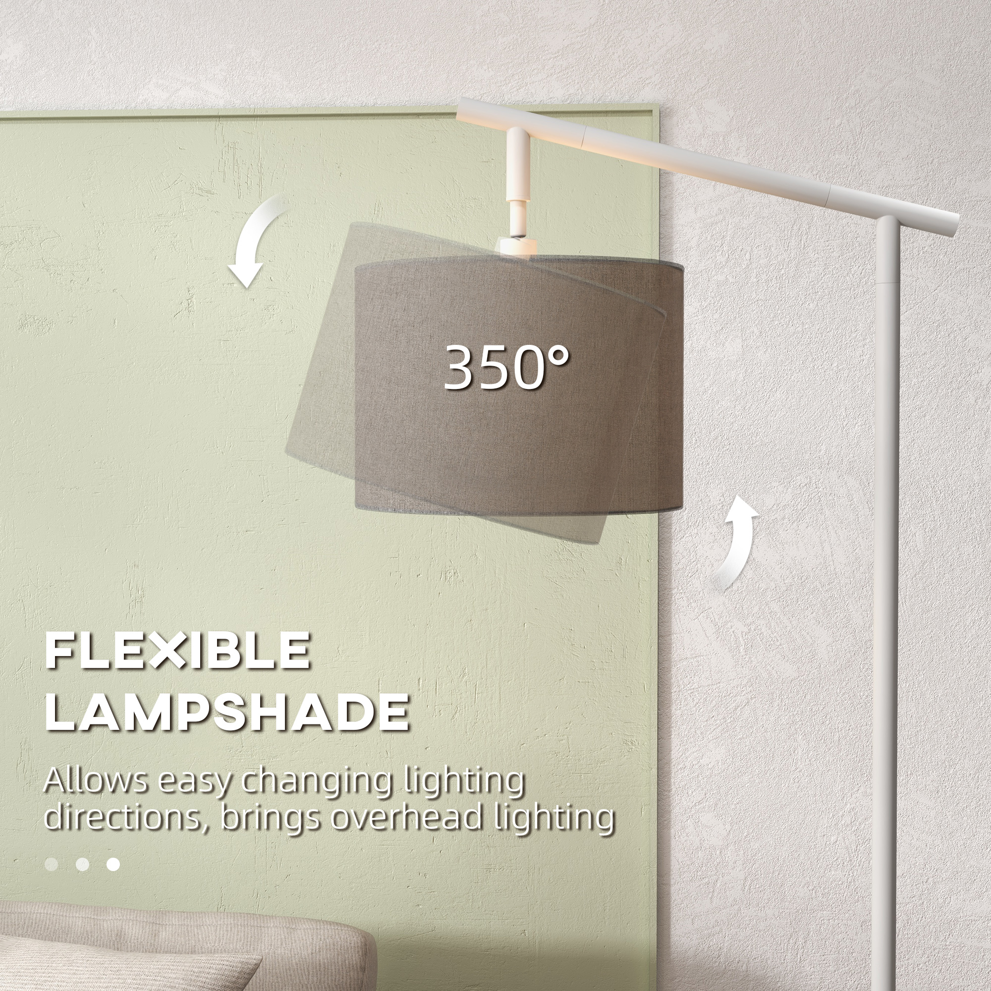 Metal Frame Floor Lamp With 350 Degree Rotating Lampshade,for Living Room — image 3